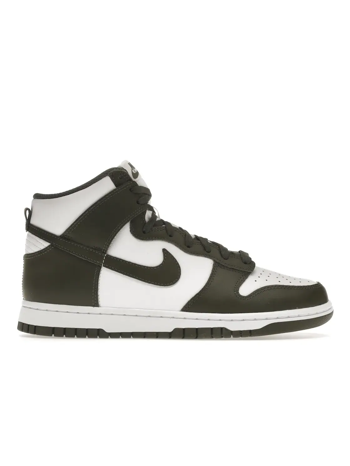 Мужские кроссовки высокие с кожаным верхом Nike Dunk High Retro — изображение 1 из 4, белый/хаки