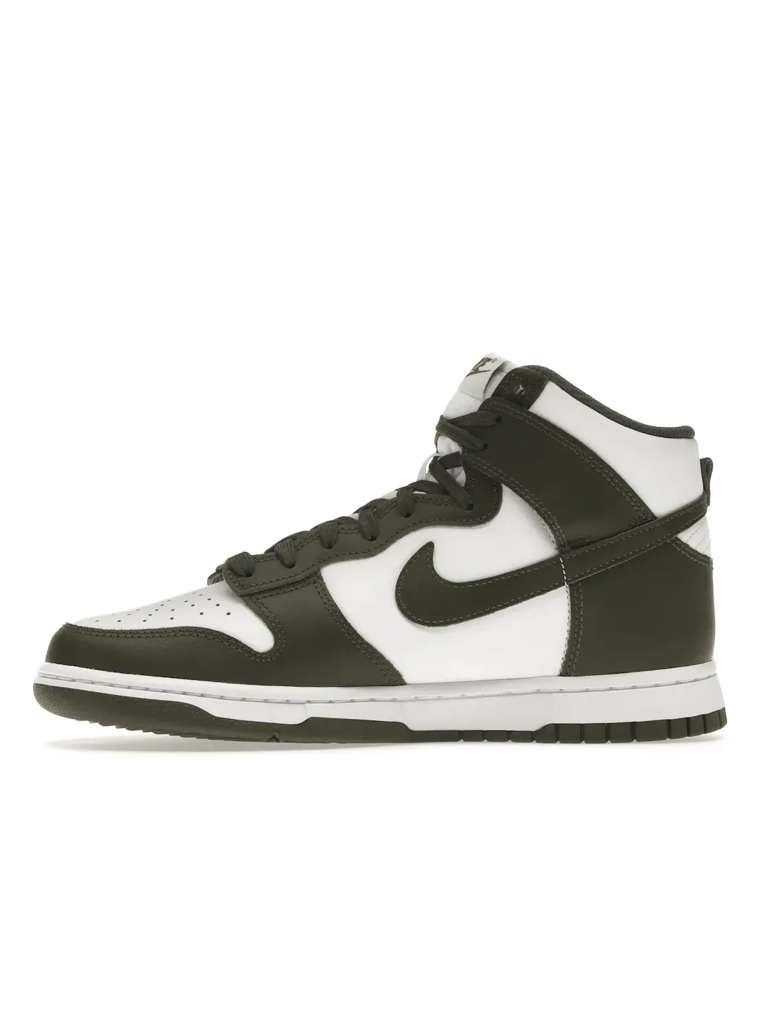 Мужские кроссовки высокие с кожаным верхом Nike Dunk High Retro — изображение 3 из 4, белый/хаки