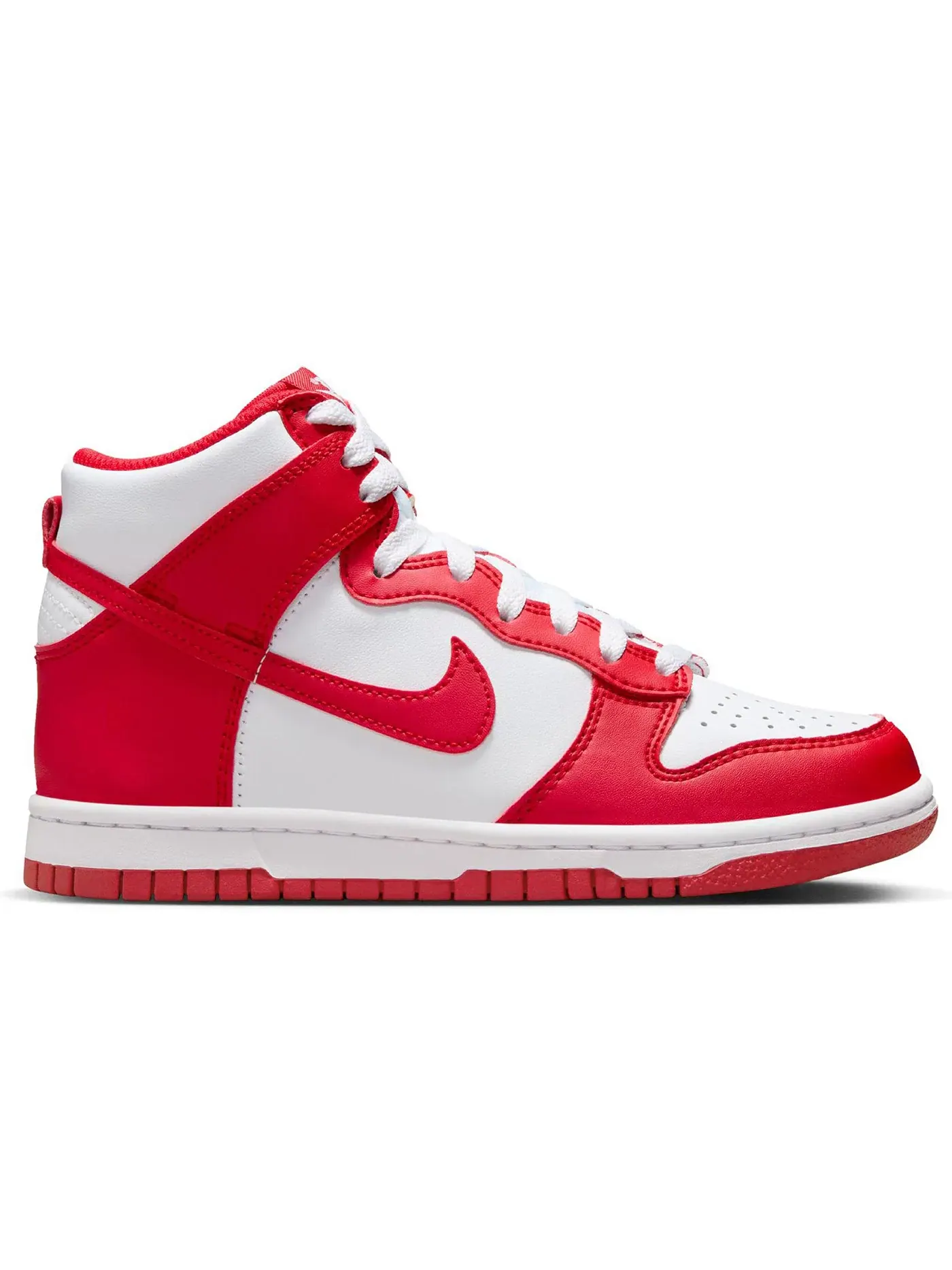 Детские кроссовки высокие с длинным шнурком Nike Dunk High Nike — изображение 1 из 2, белый красный