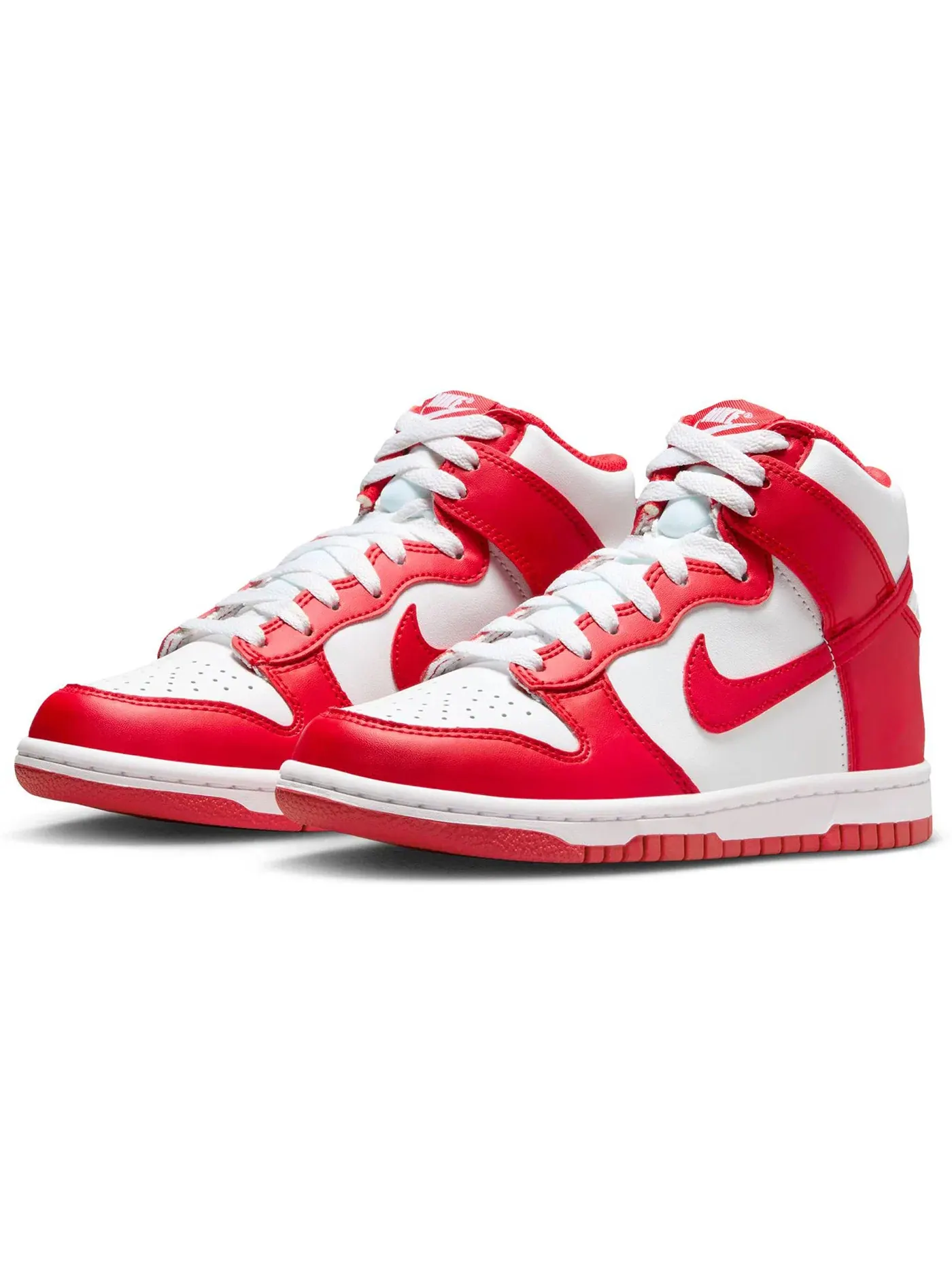 Детские кроссовки высокие с длинным шнурком Nike Dunk High Nike — изображение 2 из 2, белый красный