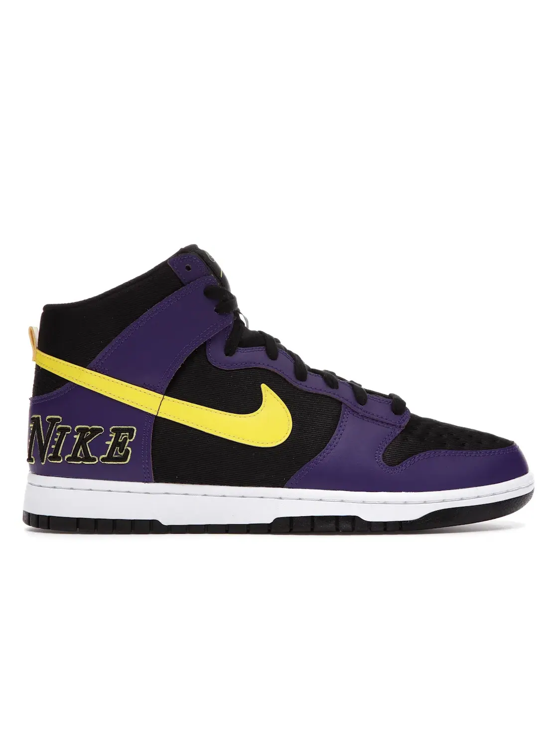 Мужские кроссовки высокие с принтом Nike Dunk High EMB Nike — изображение 1 из 4, черный/фиолетовый/желтый