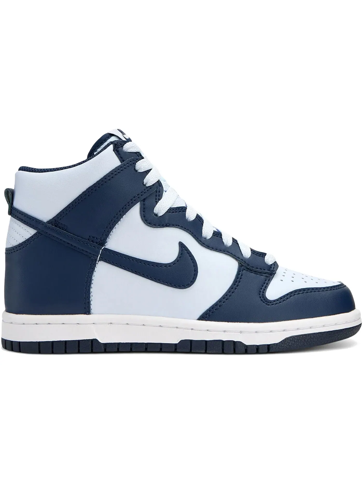 Детские кроссовки высокие с контрастными вставками Nike Dunk High Nike — изображение 1 из 1, серый белый темно-синий