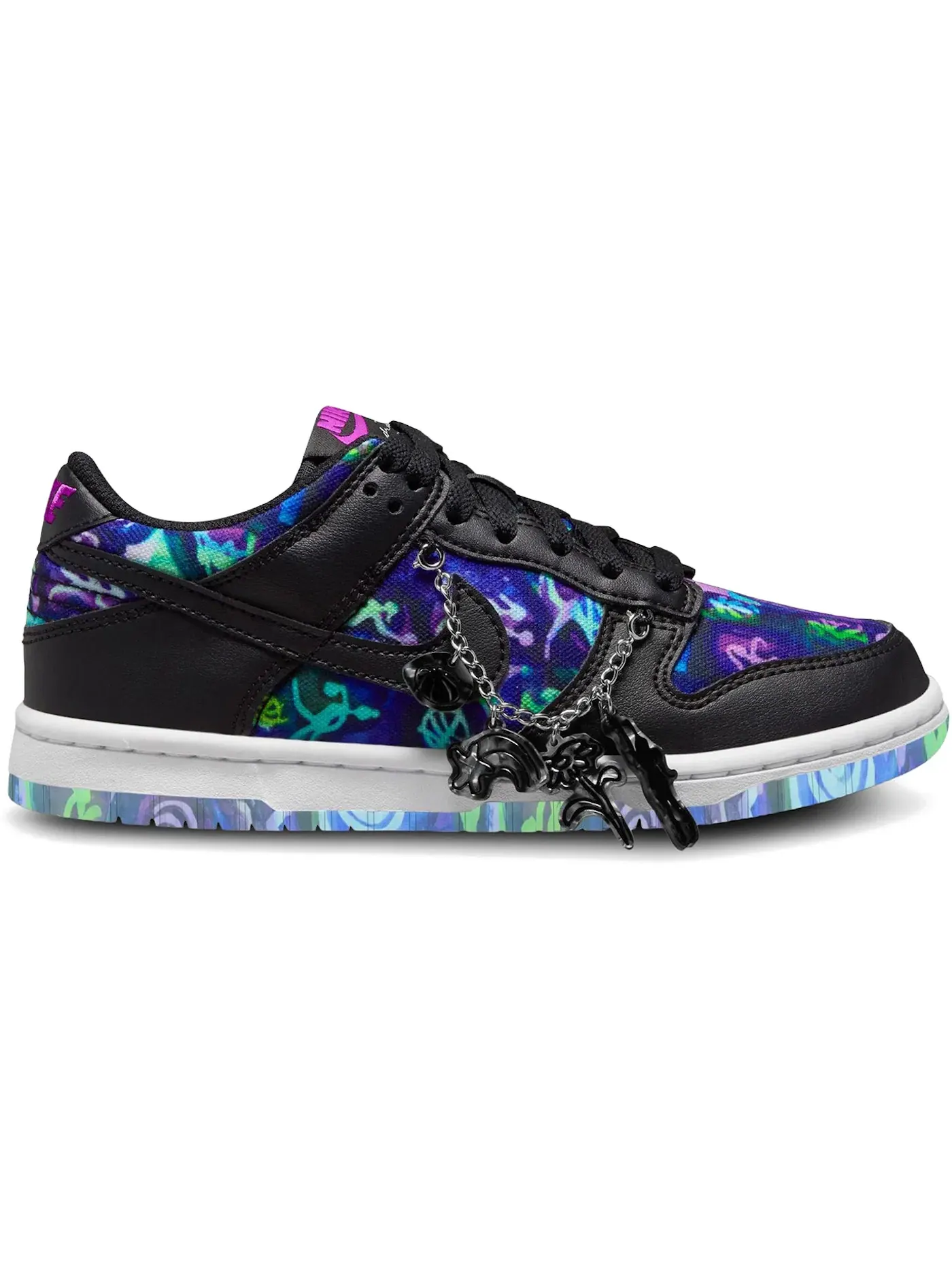Детские кроссовки Lifestyle с принтом Nike Dunk Low Nike — изображение 1 из 1, мульти черный фиолетовый