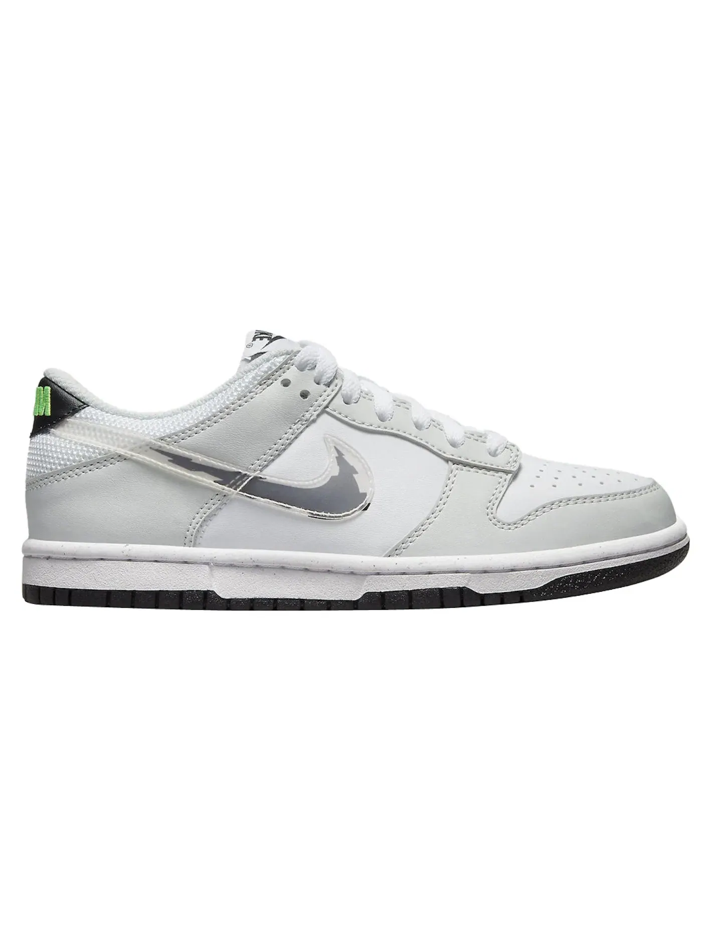 Детские кроссовки Lifestyle Nike Dunk Low Glitch Swoosh — изображение 1 из 1, белый/серый/черный