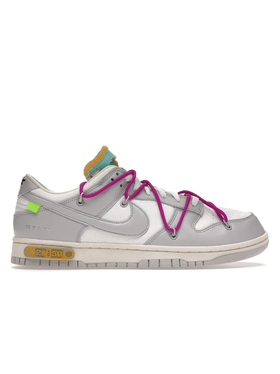 Мужские кроссовки с кожаным и текстильным верхом Nike Dunk Low Off-White Lot 21 Nike — изображение 1 из 4, серый-фиолетовый