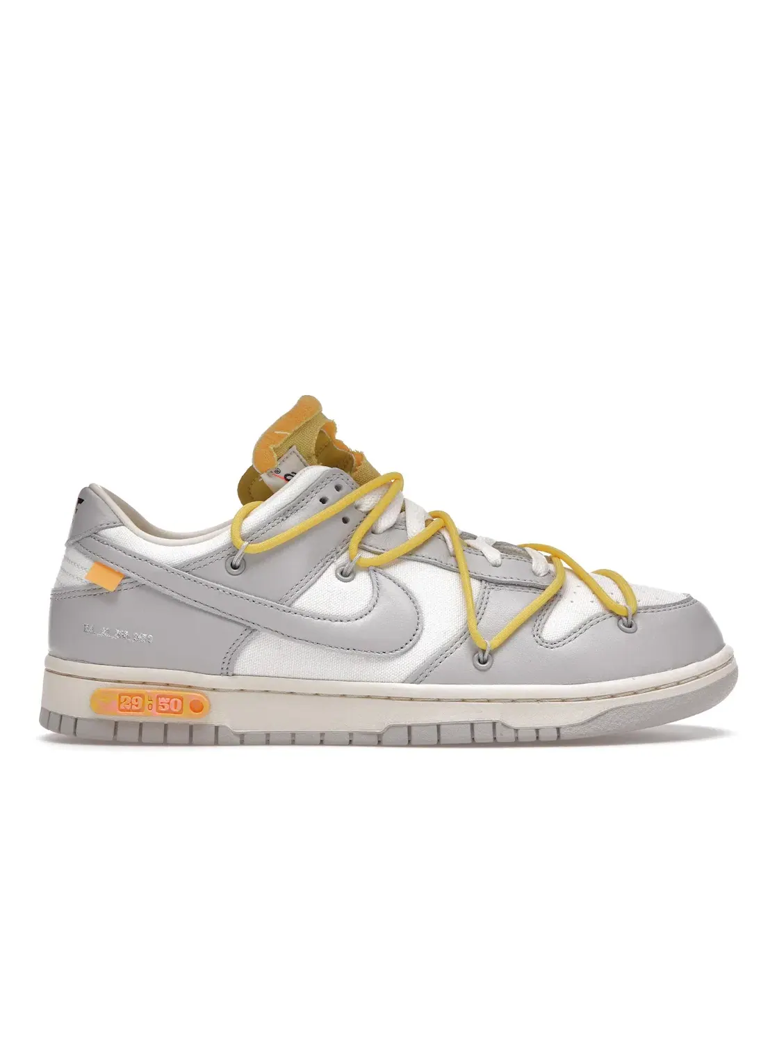 Мужские кроссовки Lifestyle с двумя шнурками Nike Dunk Low Off-White Lot 29 — изображение 1 из 4, серый-желтый