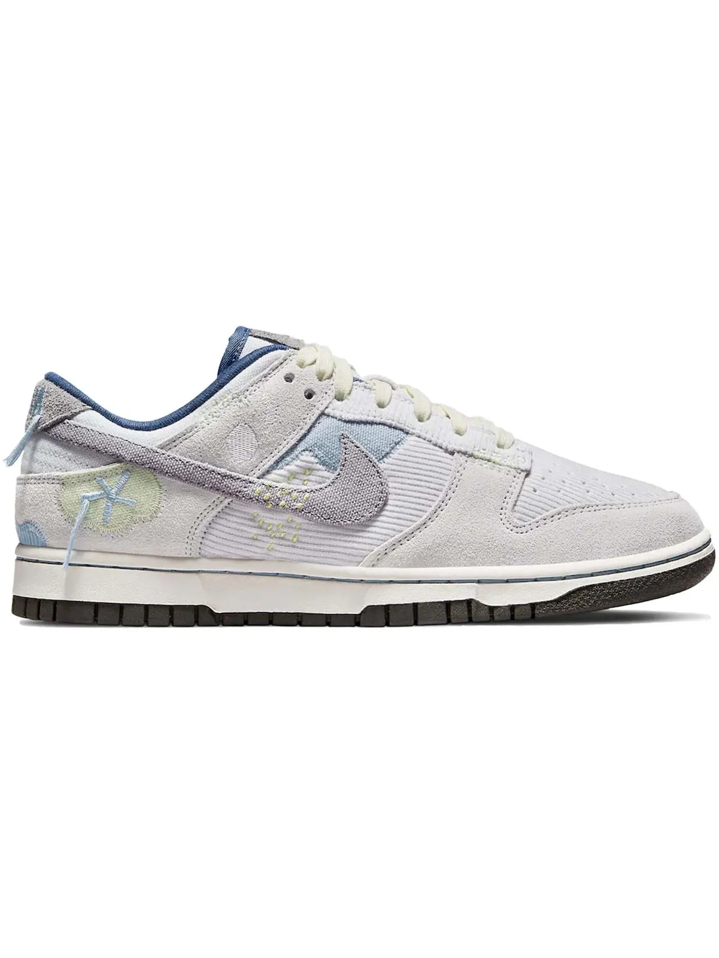 Женские кроссовки с вышивкой Nike Dunk Low Nike — изображение 1 из 1, серый--синий
