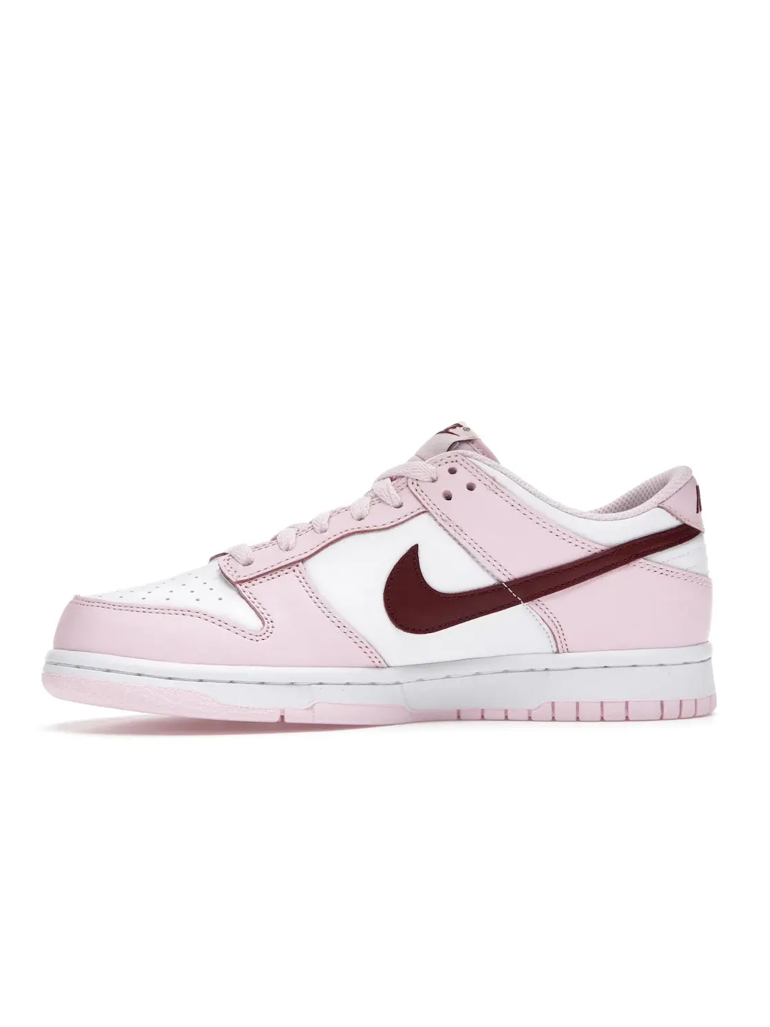 Детские кроссовки для мальчиков и девочек с кожаным верхом Nike Dunk Low Nike — изображение 3 из 4, розовый/белый-темный
