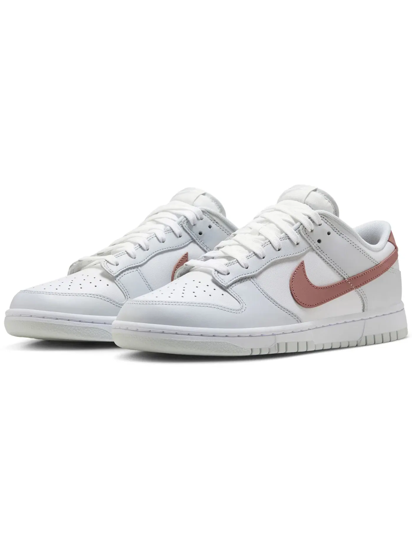 Мужские кроссовки кожаные Nike Dunk Low Retro — изображение 2 из 4, белый/платиновый-красный