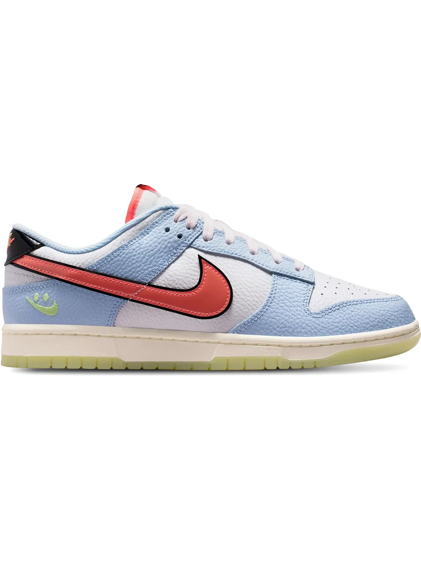Мужские кроссовки Nike Dunk Low Smiley Swoosh White Hydrogen Blue Crimson — изображение 1 из 1, белый/синий/черный