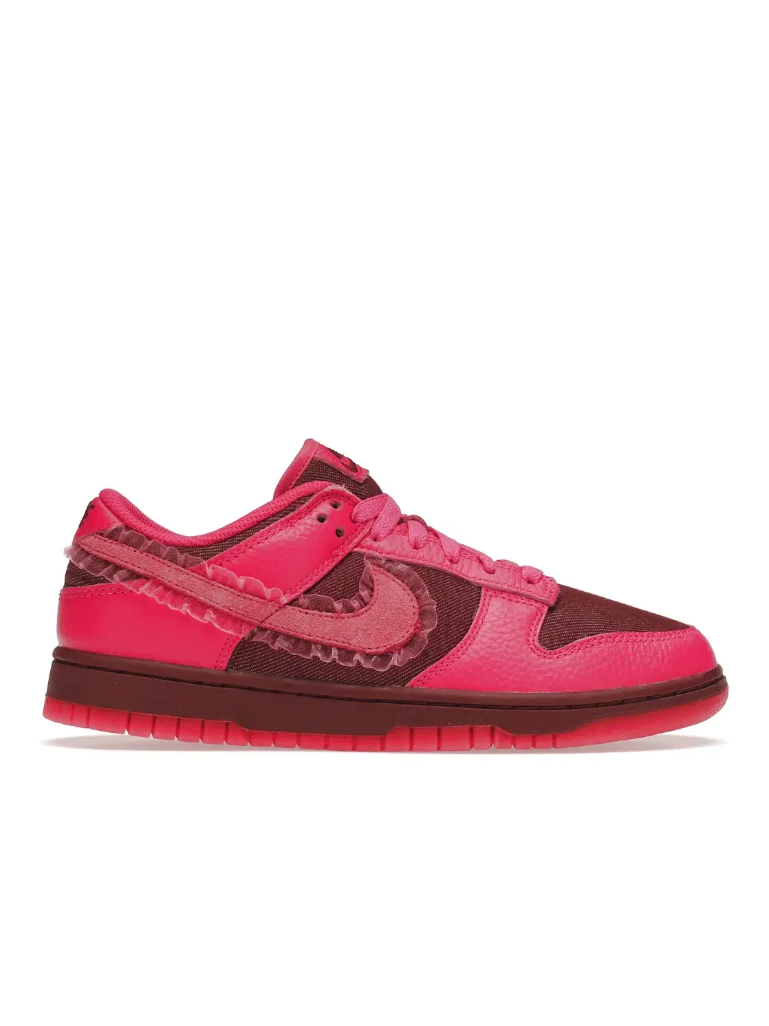 Женские кроссовки с кружевными вставками Nike Dunk Low — изображение 1 из 4, красный/розовый