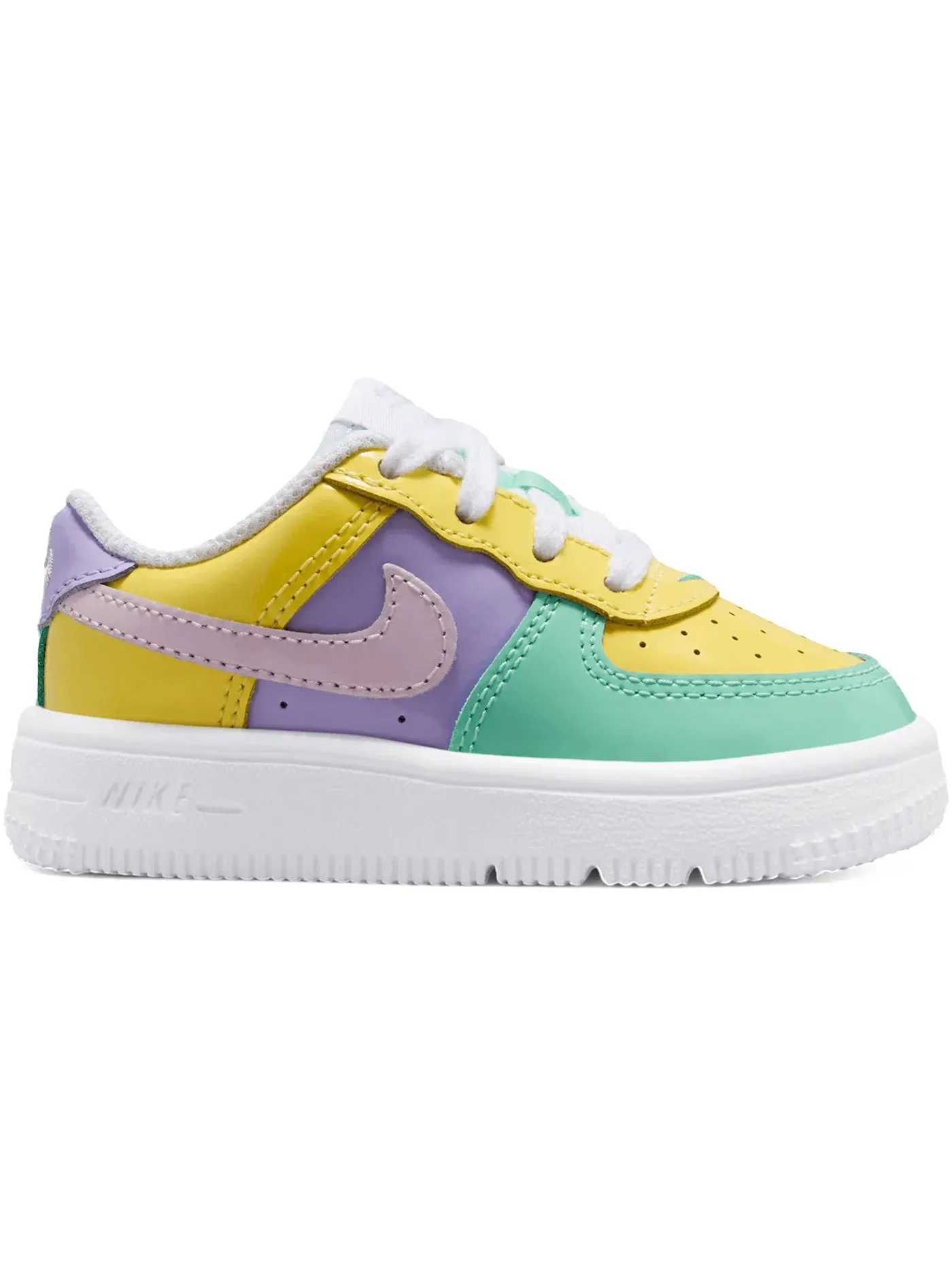 Детские кроссовки с принтом Nike Force 1 Low Nike — изображение 1 из 1, желтый розовый белый