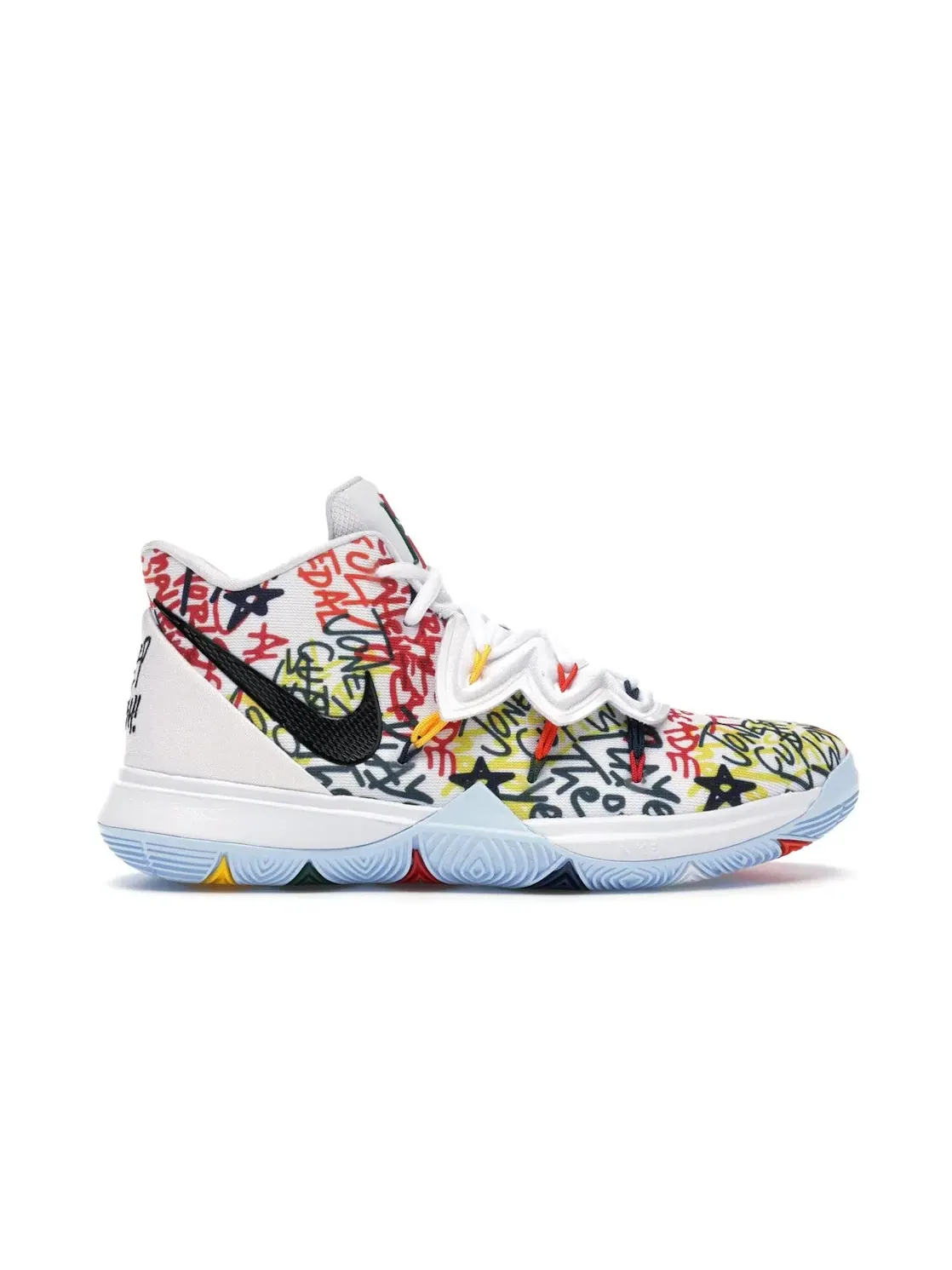 Детские кроссовки для девочек с принтом Nike Kyrie 5 — изображение 1 из 4, белый/мульти