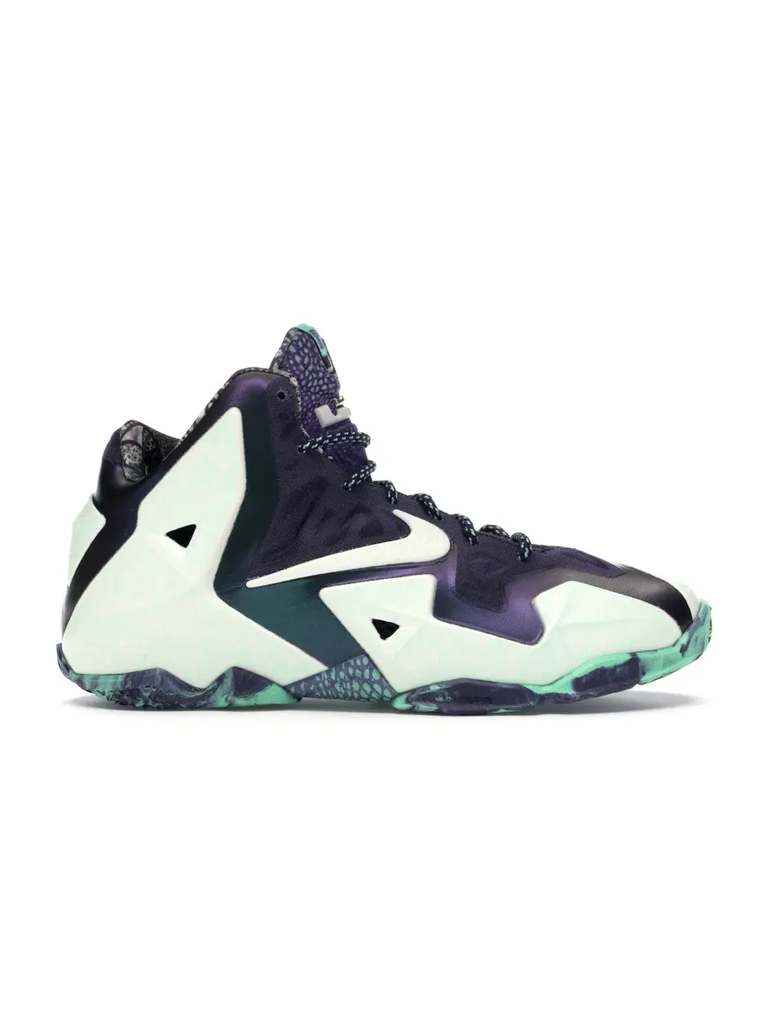 Детские кроссовки для мальчиков с высокой посадкой Nike LeBron 11 — изображение 1 из 4, зеленый-фиолетовый