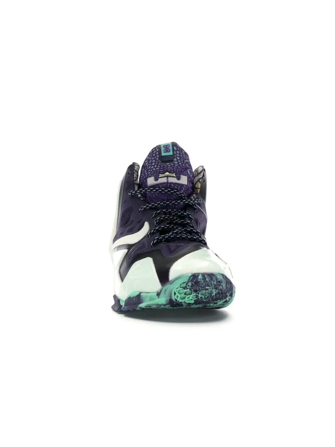 Детские кроссовки для мальчиков с высокой посадкой Nike LeBron 11 — изображение 2 из 4, зеленый-фиолетовый