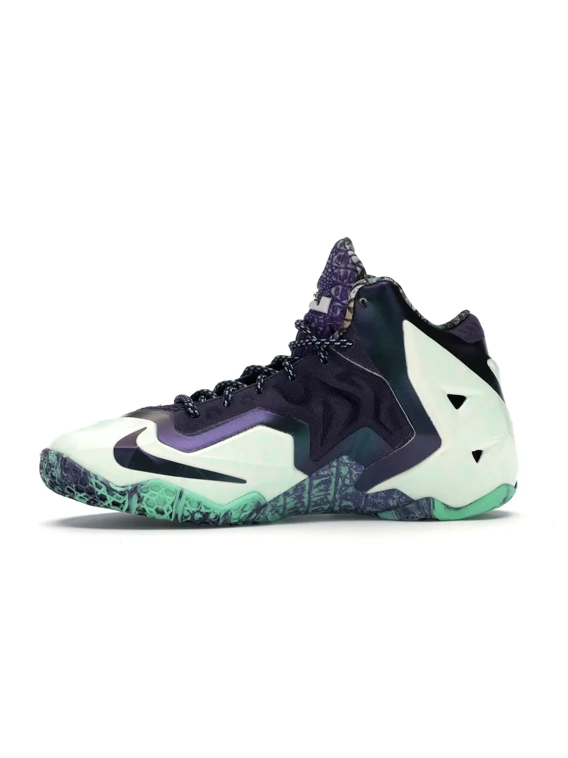 Детские кроссовки для мальчиков с высокой посадкой Nike LeBron 11 — изображение 3 из 4, зеленый-фиолетовый