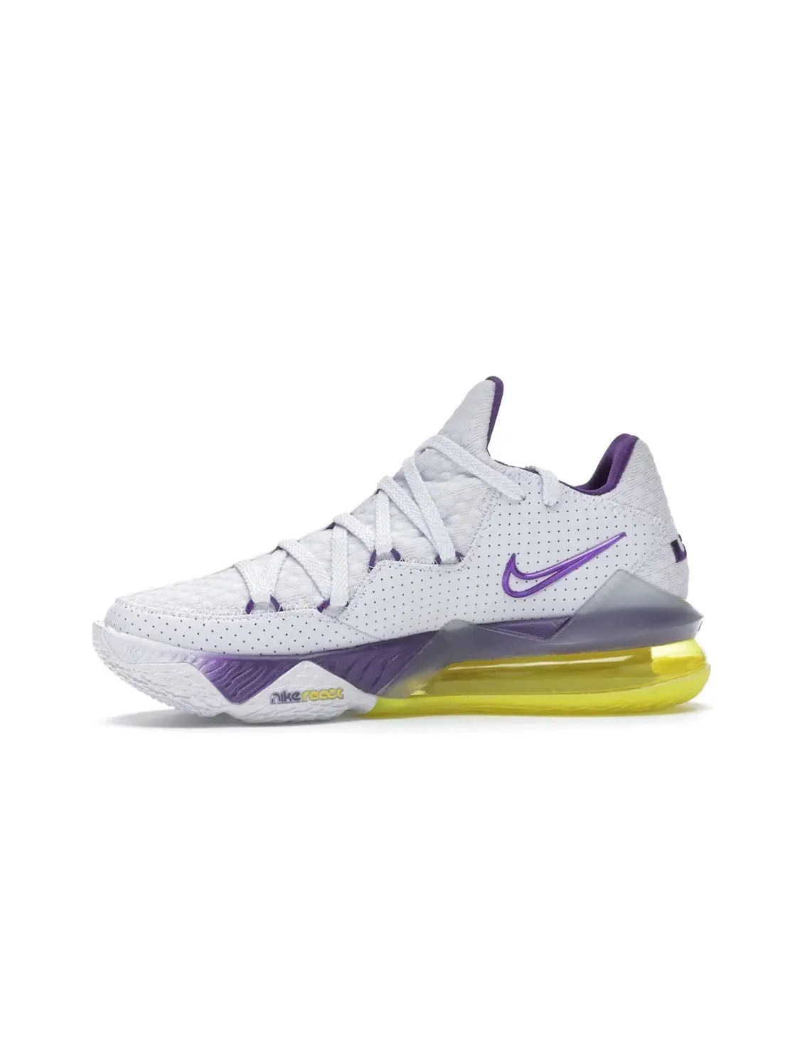 Мужские баскетбольные кроссовки с низким вырезом Nike LeBron 17 Low — изображение 3 из 4, белый/фиолетовый-желтый