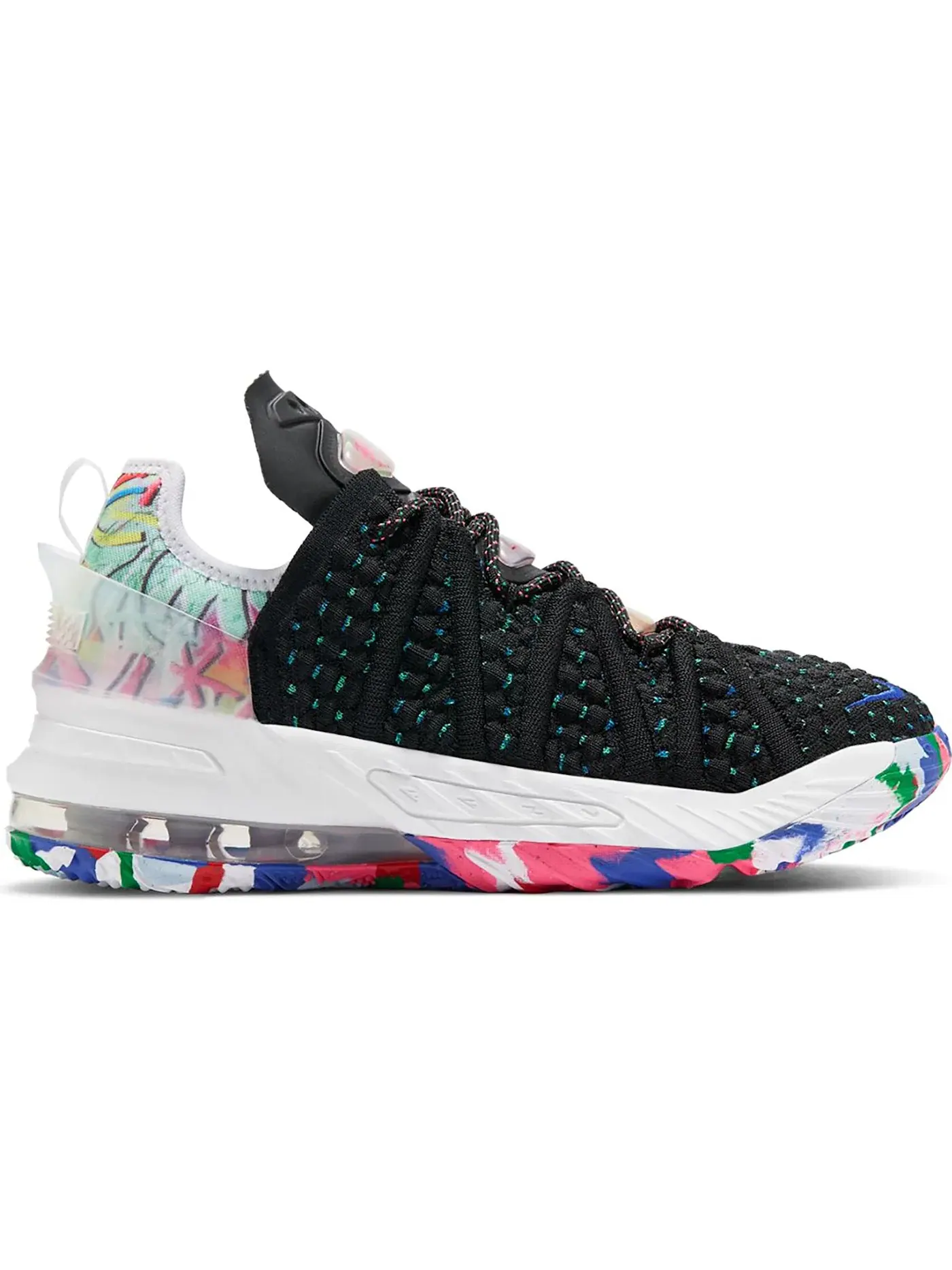 Детские кроссовки для мальчиков с высокой посадкой Nike LeBron 18 — изображение 1 из 1, черный/мульти--белый