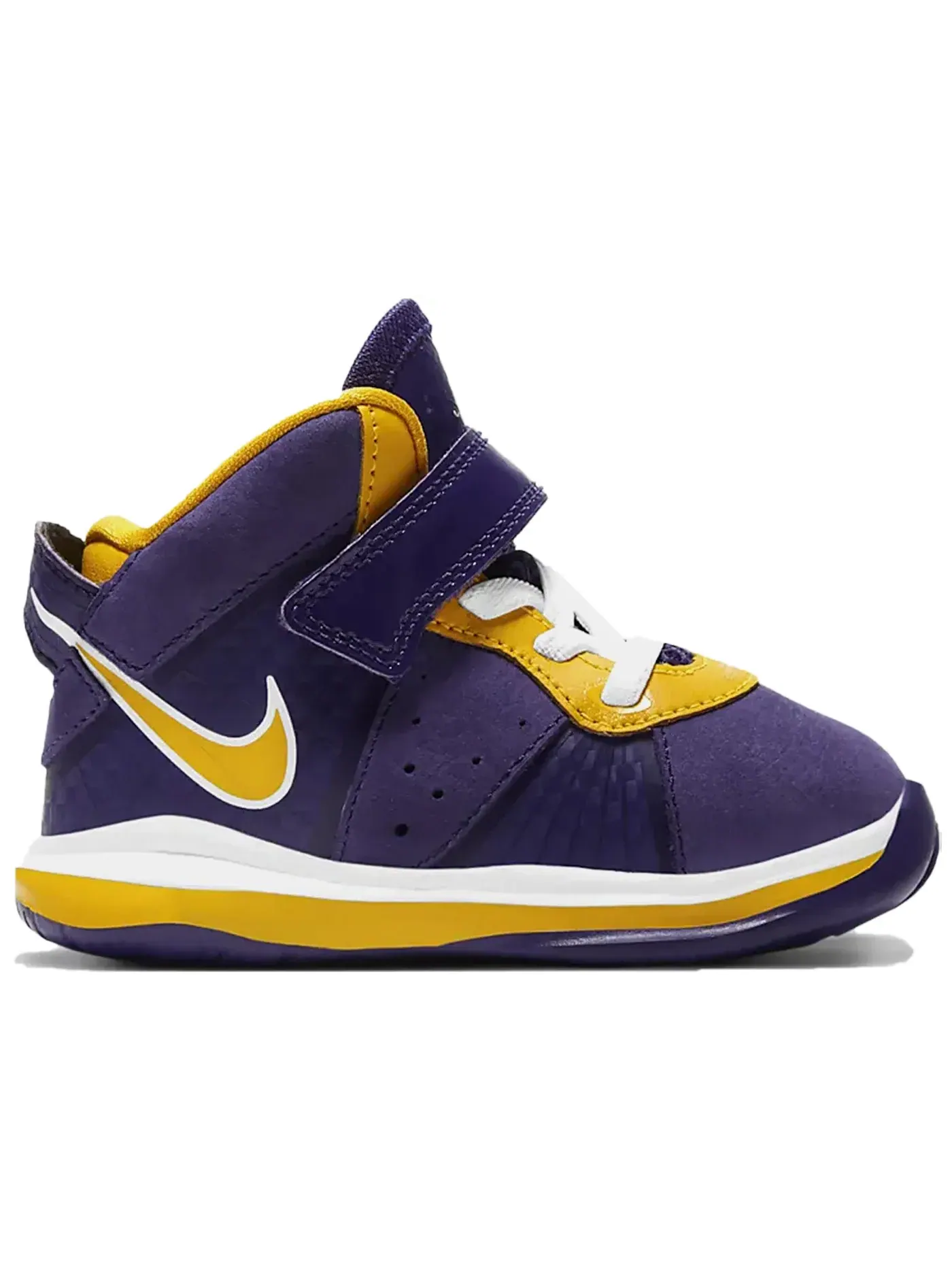 Детские кроссовки для мальчиков с длинным шнурком Nike LeBron 8 — изображение 1 из 1, фиолетовый/желтый