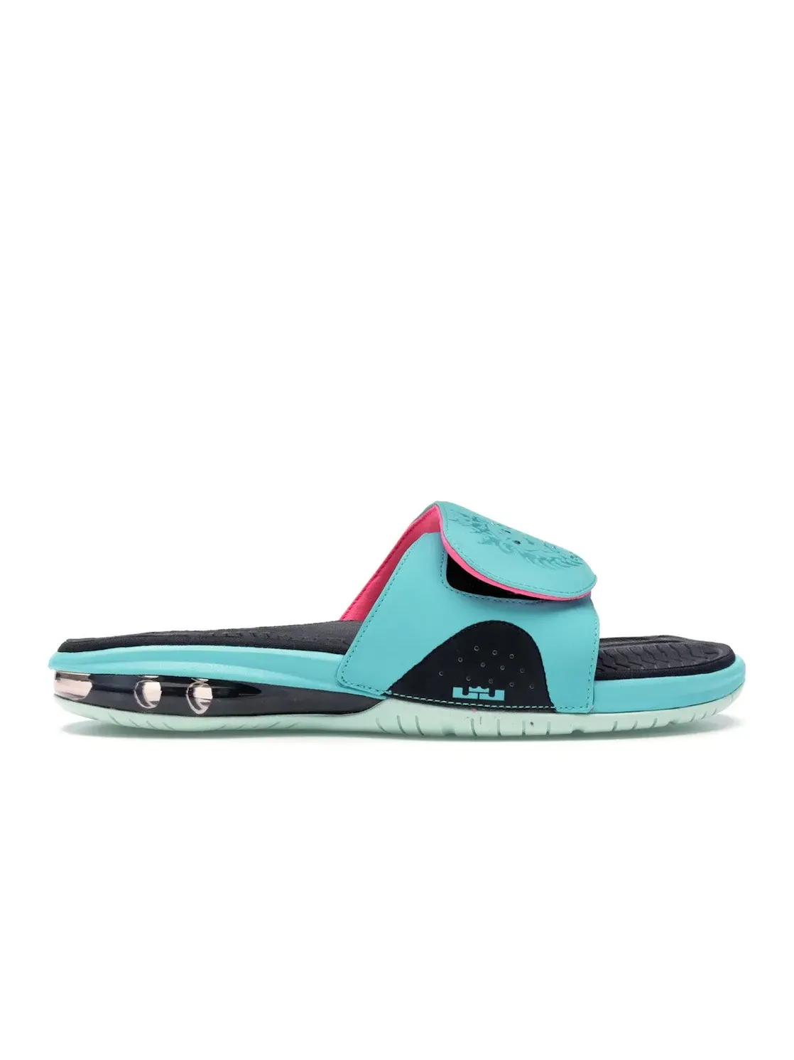 Мужские шлепанцы с контрастной подошвой Nike LeBron Slide, Retro/Retro-Flmnt Grn-Pnk Flsh — изображение 1 из 4