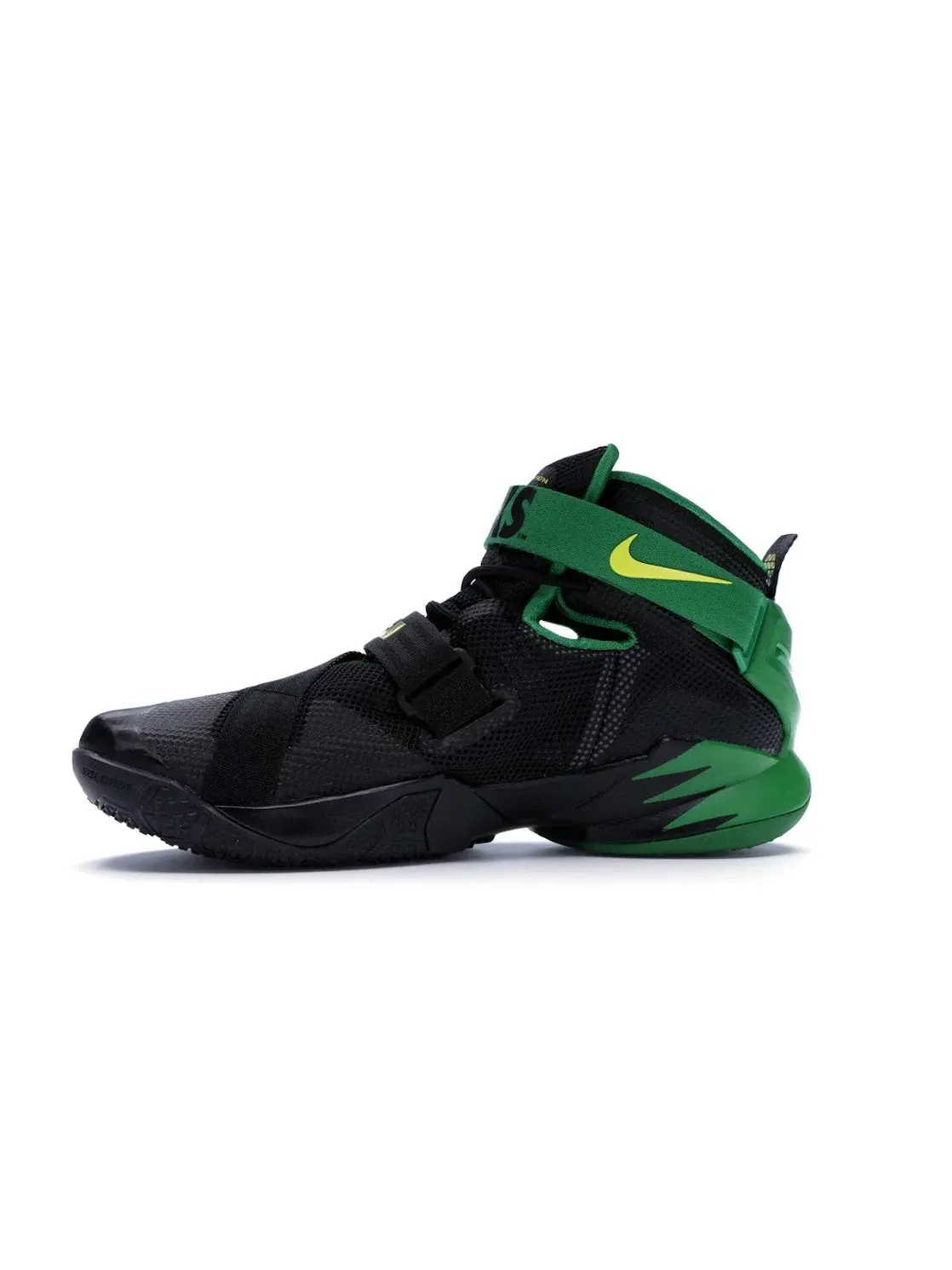 Мужские кроссовки для баскетбола Nike LeBron Zoom Soldier 9 — изображение 3 из 4, черный/желтый-зеленый