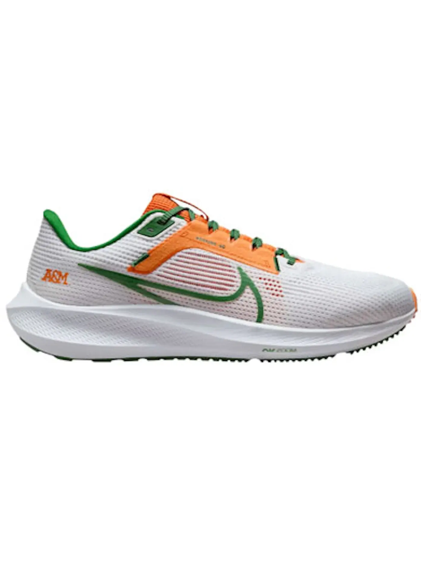 Мужские кроссовки с амортизацией Nike Pegasus 40 Nike — изображение 1 из 1, белый/оранжевый/зеленый