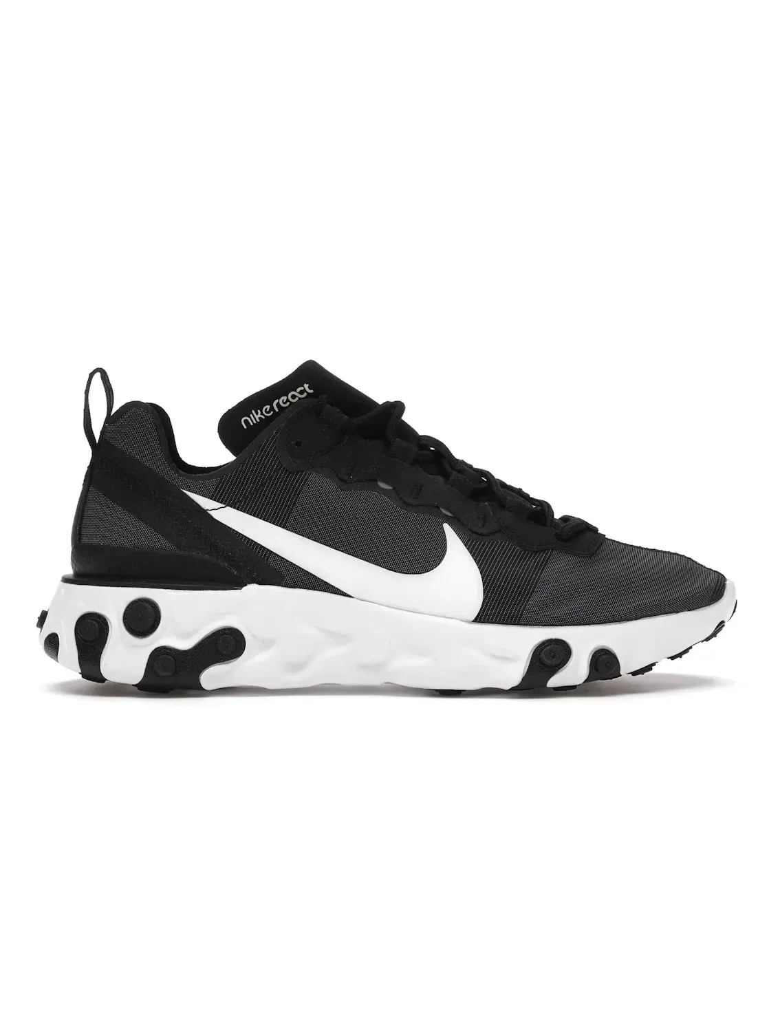 Женские кроссовки для бега с амортизацией Nike React Element 55 — изображение 1 из 4, черный/белый