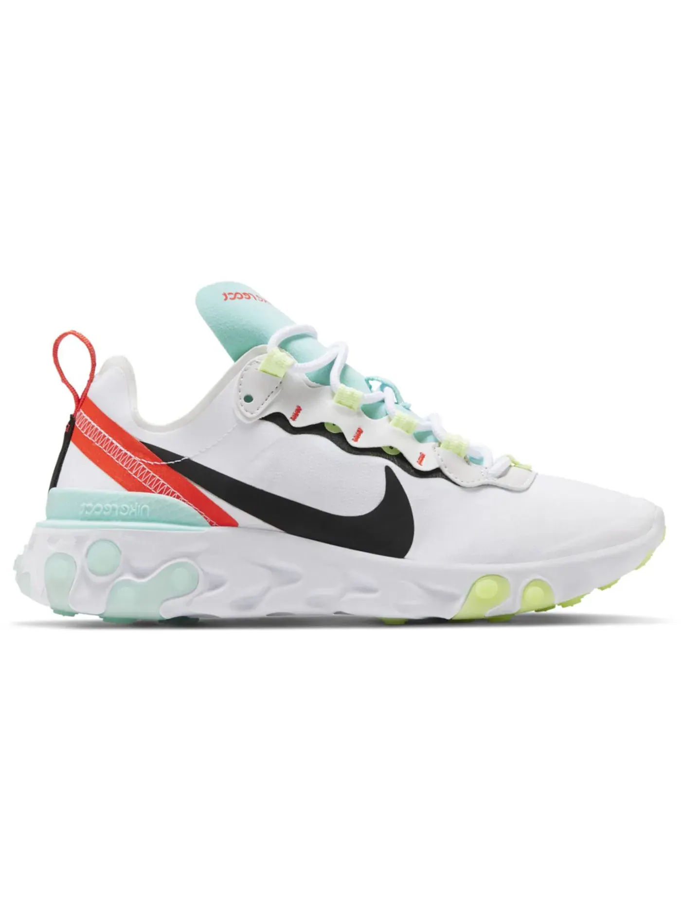 Женские кроссовки для повседневной носки Nike React Element 55 Nike — изображение 1 из 1, белый/черный/белый