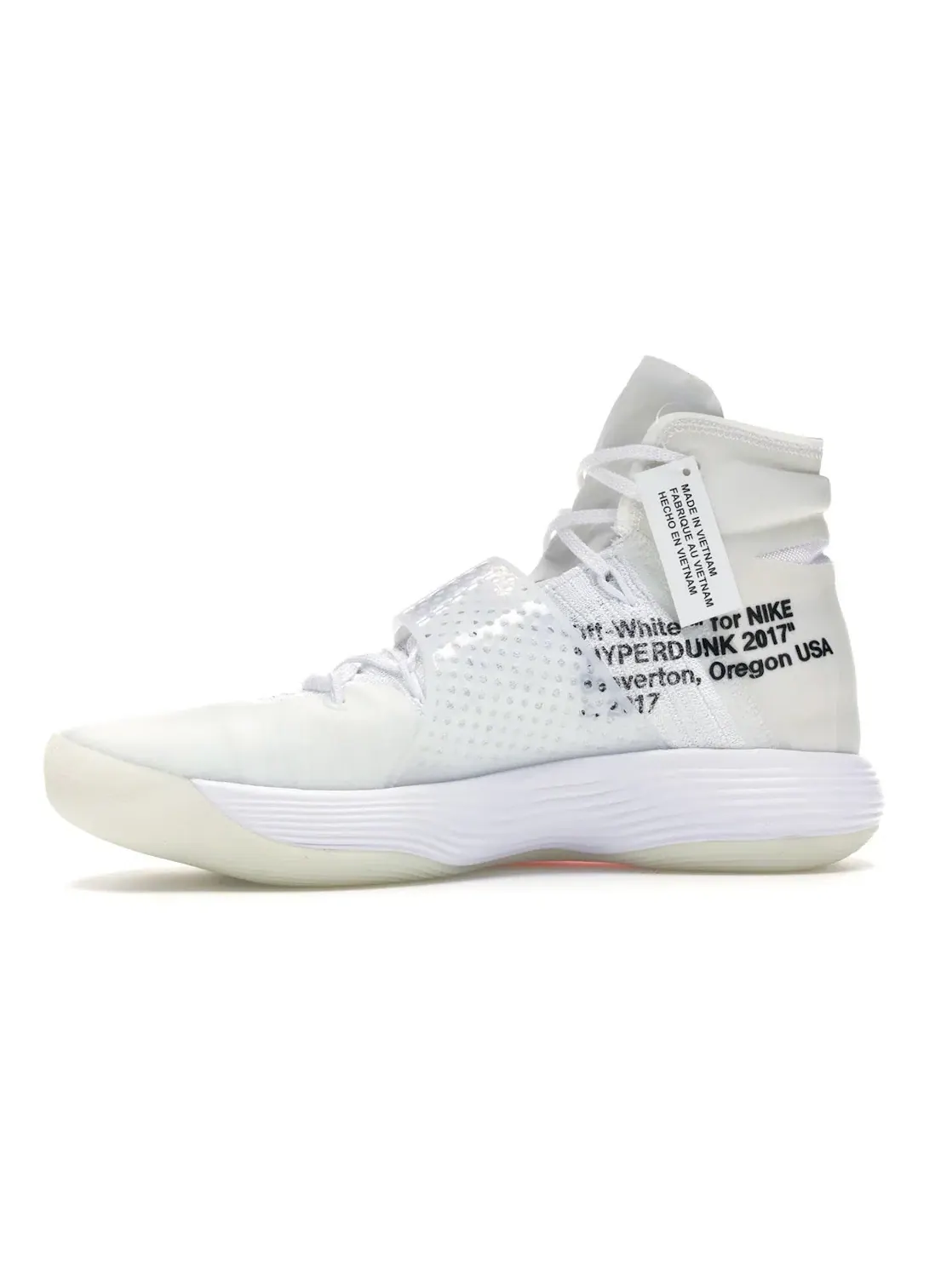 Мужские кроссовки для баскетбола Nike React Hyperdunk 2017 Flyknit Off-White — изображение 3 из 4, белый/белый-белый