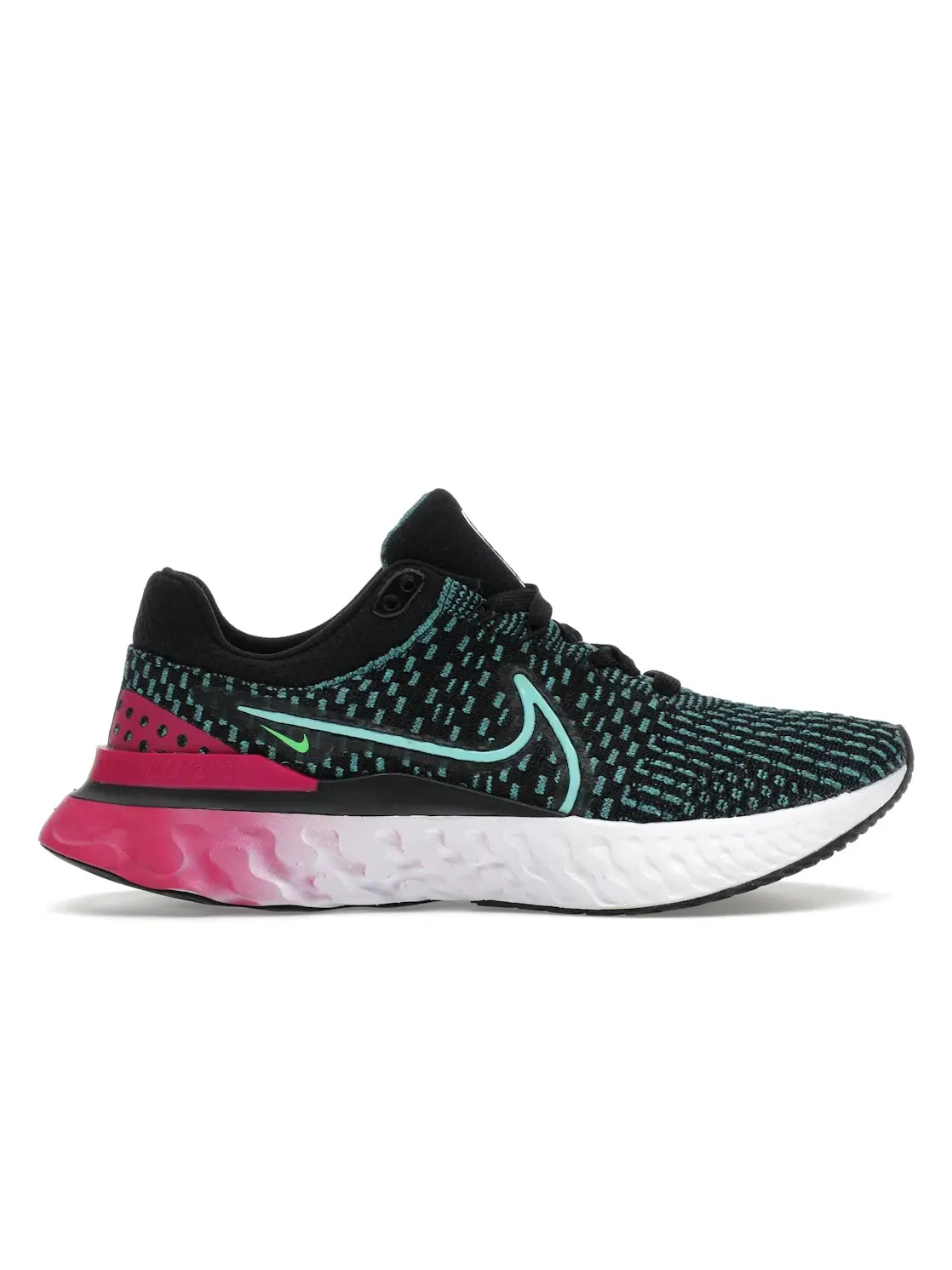 Женские кроссовки для бега Nike React Infinity Run Flyknit 3 — изображение 1 из 4, черный/-розовый--зеленый