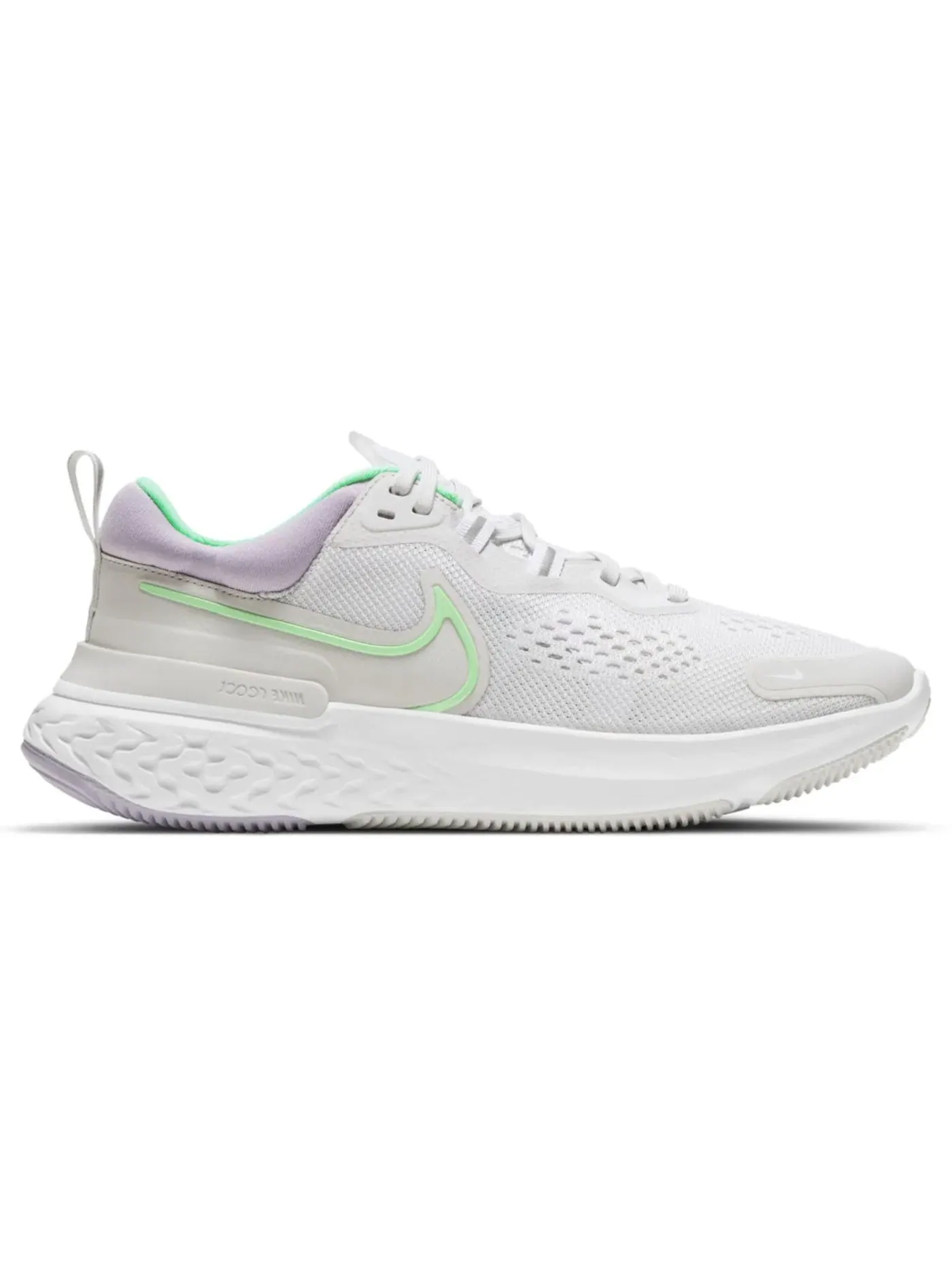 Женские кроссовки Lifestyle Nike React Miler 2 — изображение 1 из 1, платиновый/белый/зеленый