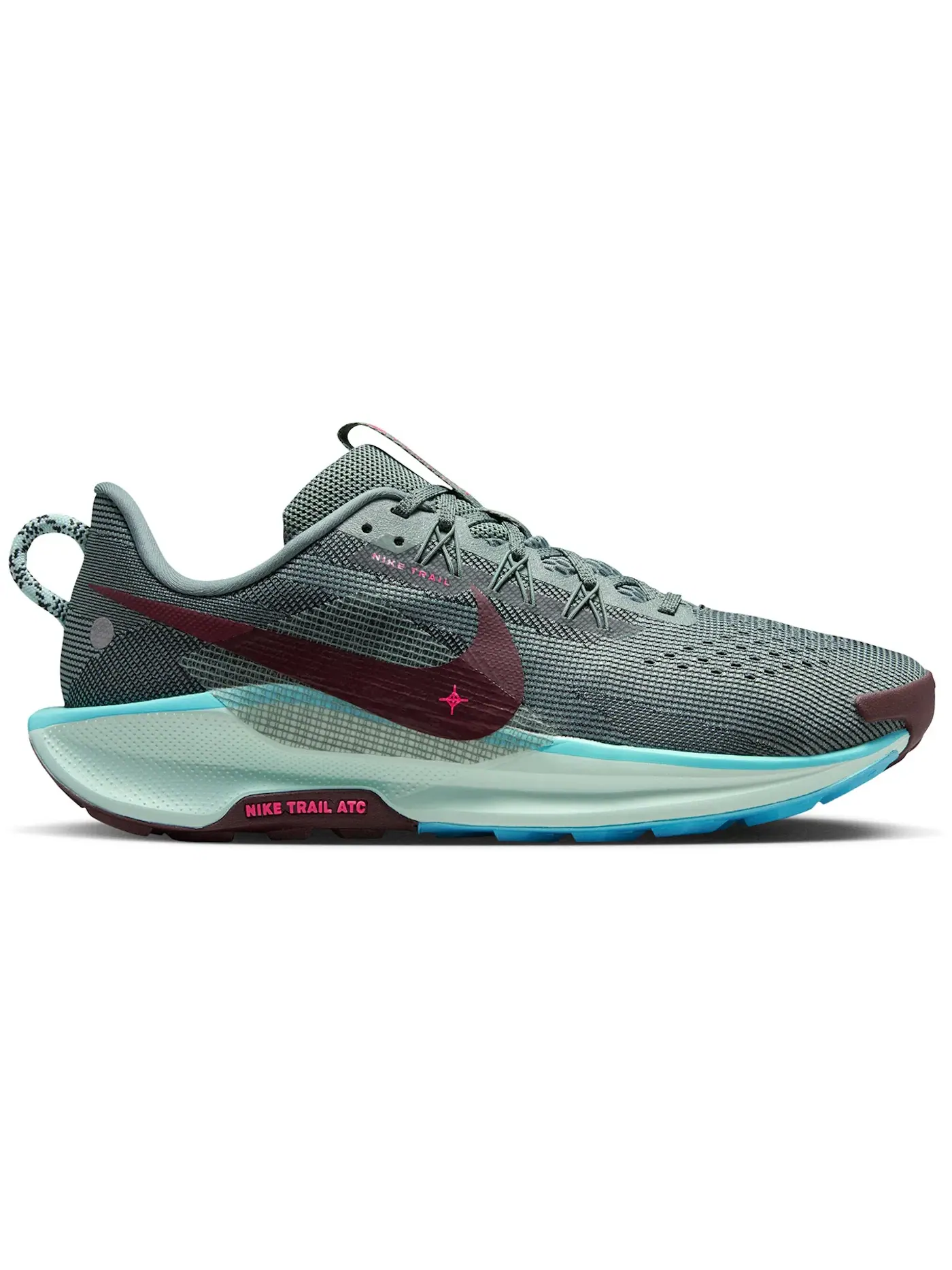 Мужские кроссовки для бега с длинным шнурком Nike React Pegasus Trail 5 — изображение 1 из 1, зеленый бордовый