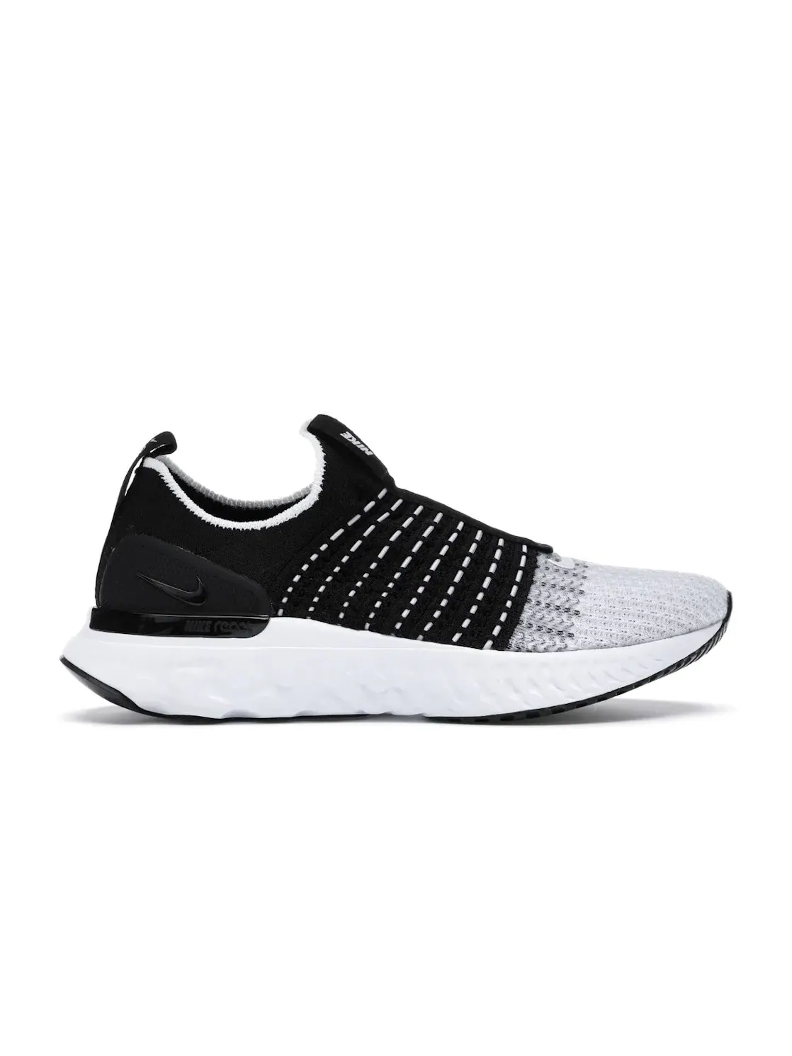 Женские кроссовки без шнуровки Nike React Phantom Run Flyknit 2 Nike — изображение 1 из 4, черный/белый