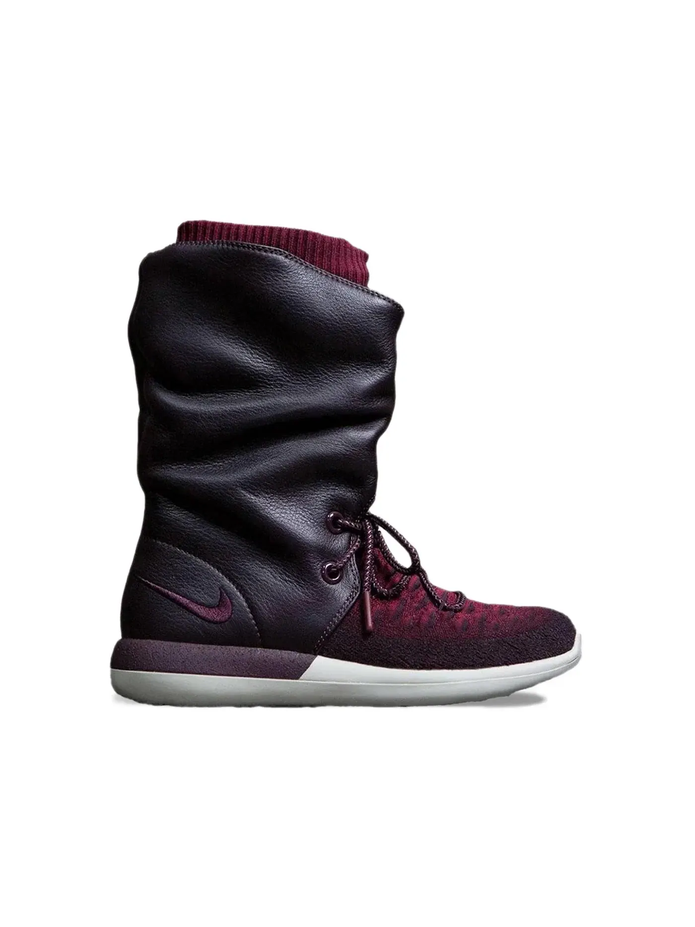 Женские кроссовки с высоким верхом Nike Roshe Two Hi Flyknit Nike — изображение 1 из 1, глубокий бордовый