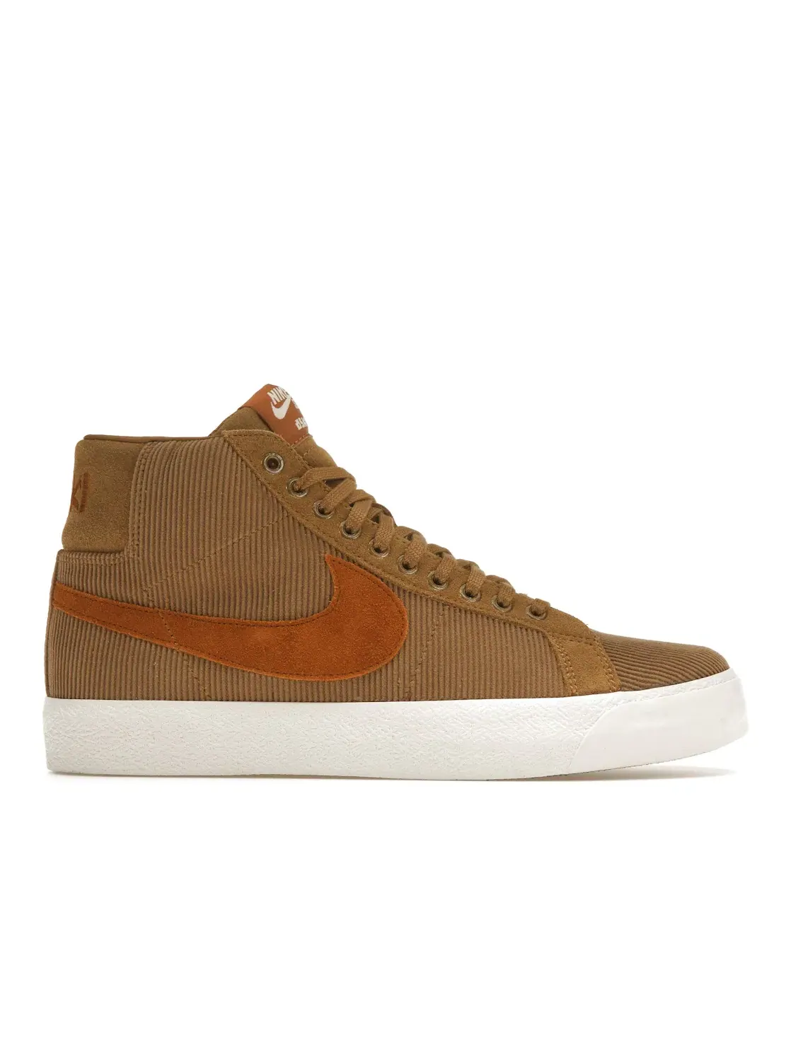 Мужские кроссовки с вельветовым текстилем Nike SB Blazer Mid Oski Orange Label, Muted Bronze/Burnt Sienna-Sail