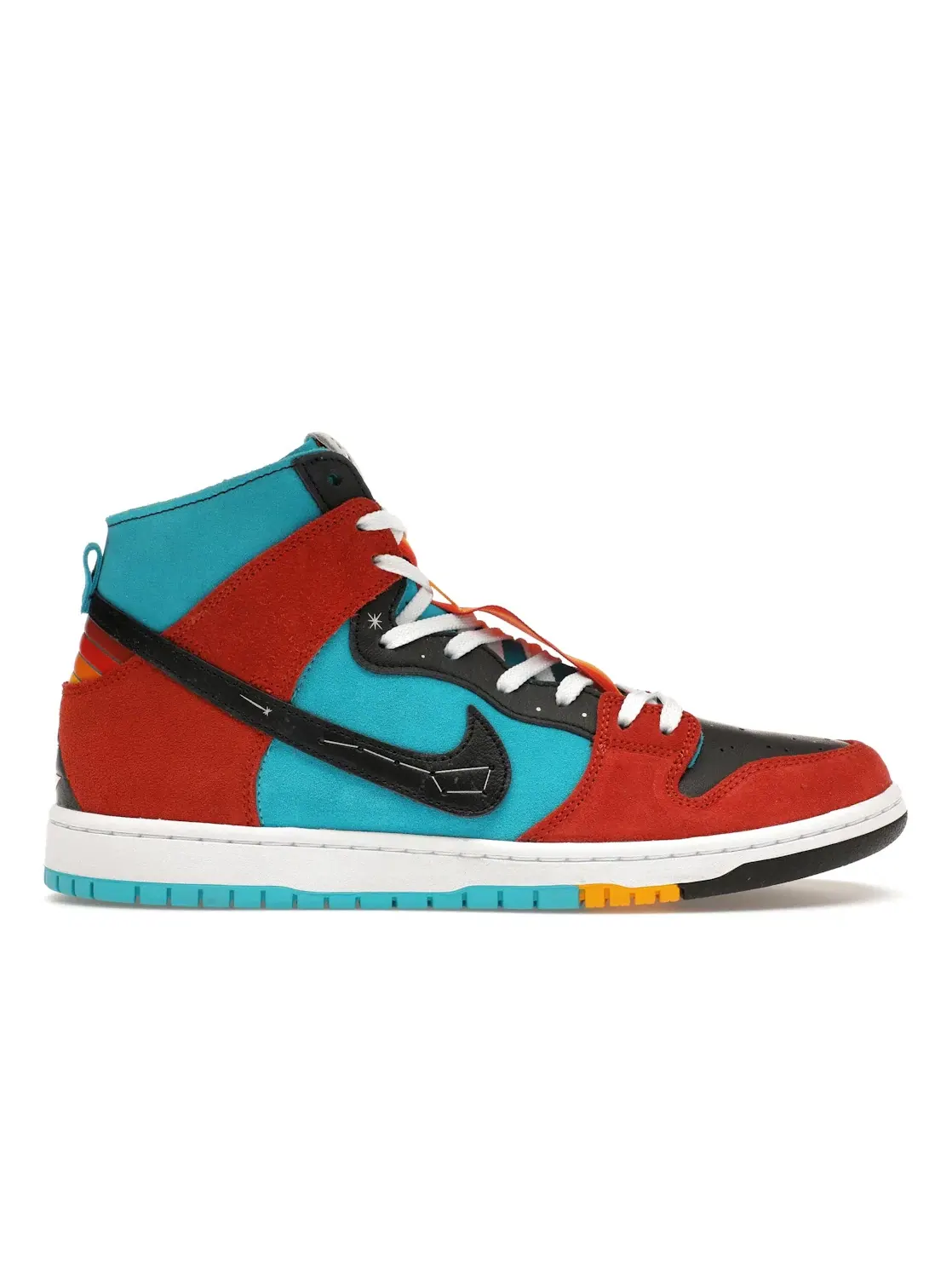 Мужские кроссовки для скейтбординга с принтом Nike SB Dunk High Nike — изображение 1 из 4, синий/черный/оранжевый