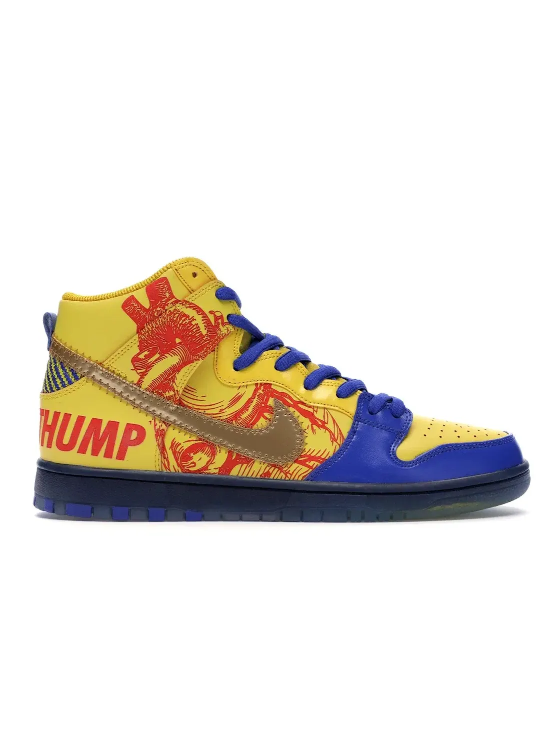 Мужские кроссовки высокие с принтом Nike SB Dunk High Nike, Vivid Sulfur/Game Royal — изображение 1 из 4