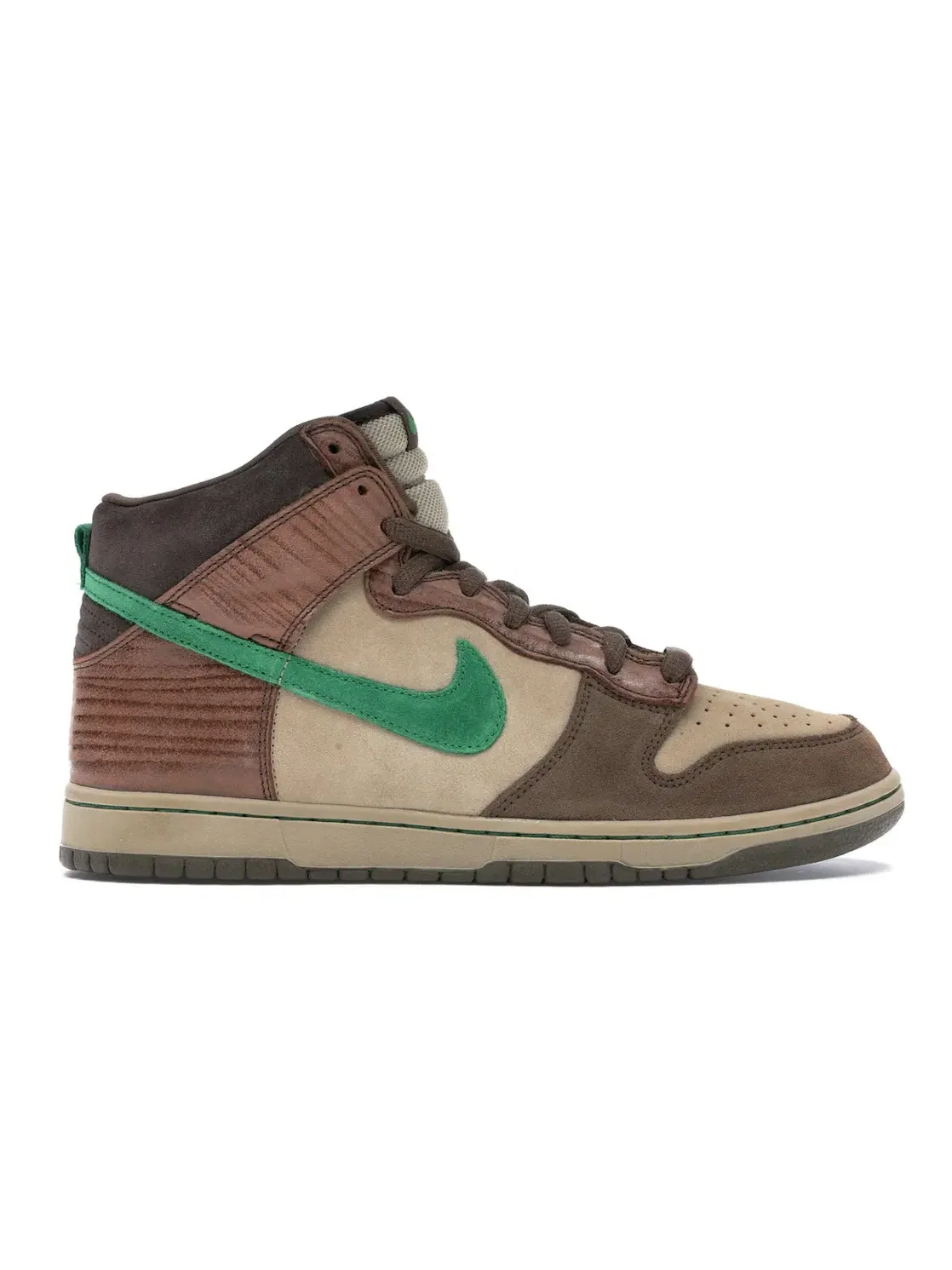 Мужские кроссовки высокие с принтом деревянной палубы Nike SB Dunk High — изображение 1 из 4, классический зеленый