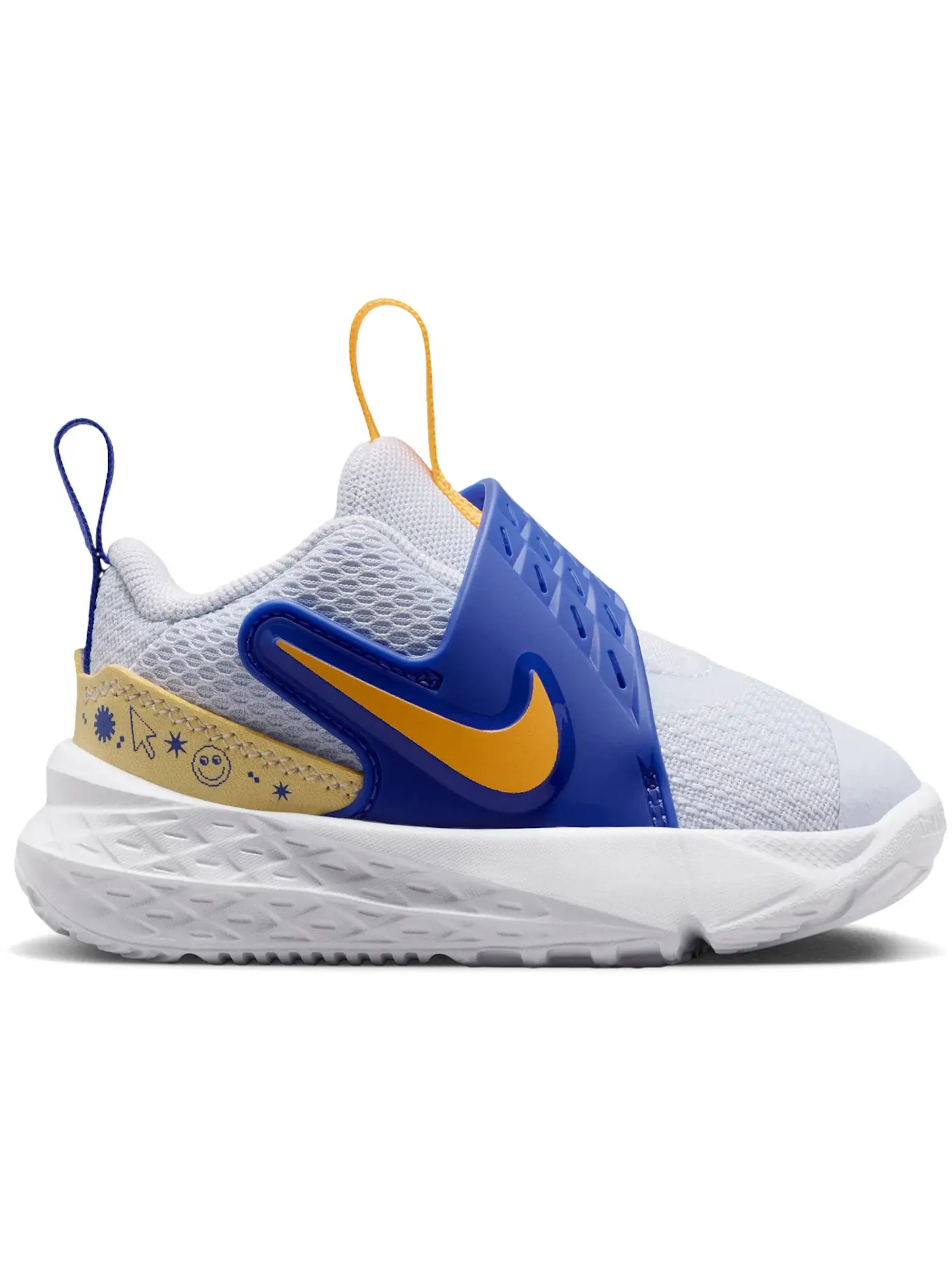 Детские кроссовки для мальчиков с шнуровкой Nike Team Hustle D 12 Nike — изображение 1 из 1, серый//желтый/оранжевый