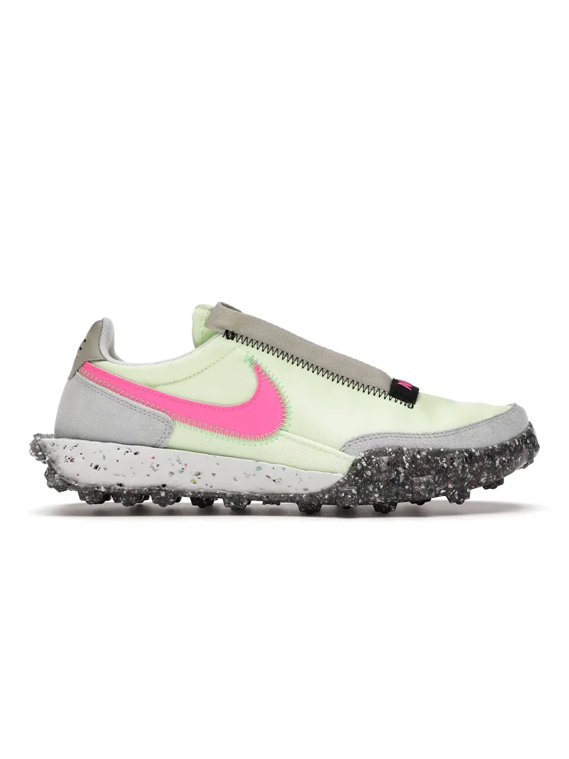 Женские кроссовки Lifestyle с принтом Nike Waffle Racer Crater — изображение 1 из 4, черный-зеленый-розовый