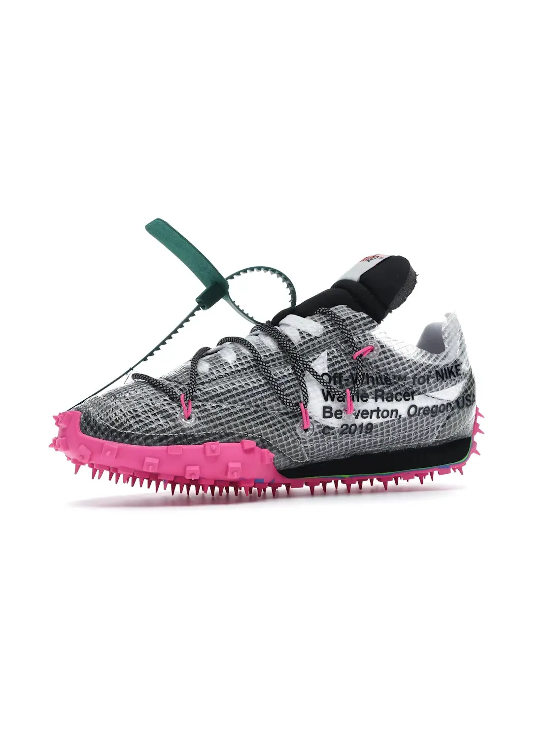 Женские кроссовки Lifestyle с принтом Nike Waffle Racer Nike — изображение 3 из 4, черный/-белый