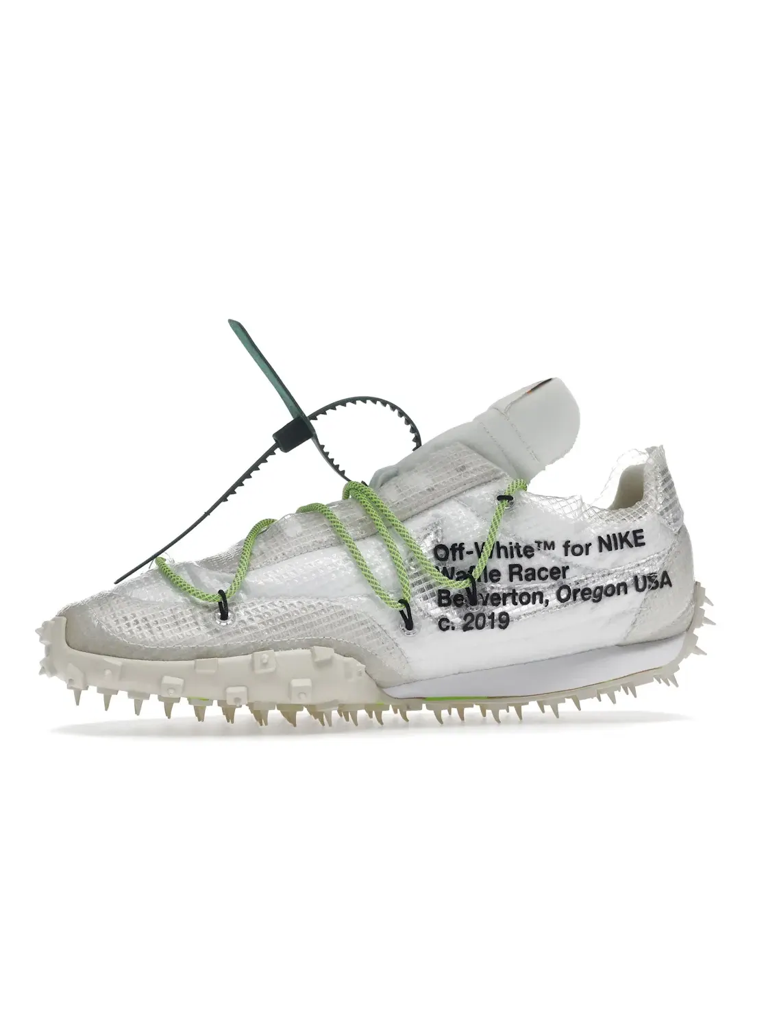 Женские кроссовки Lifestyle с рифленой подошвой Nike Waffle Racer — изображение 3 из 4, белый/зеленый-черный