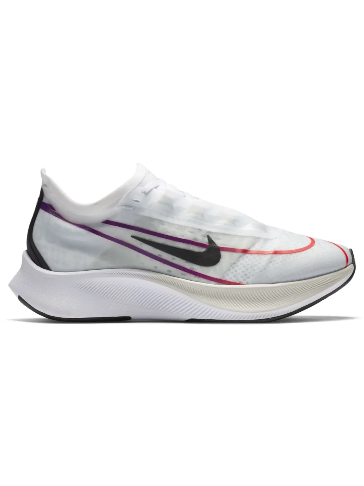 Женские кроссовки для бега Nike Zoom Fly 3 — изображение 1 из 1, белый/фиолетовый//черный