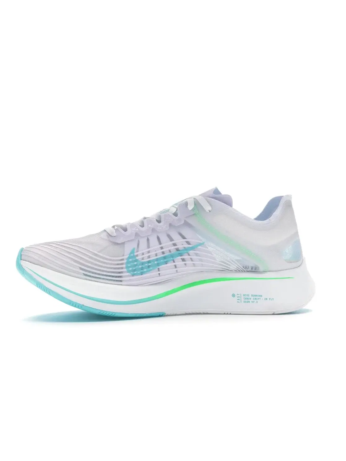 Мужские кроссовки для бега с агрессивным рокером Nike Zoom Fly — изображение 3 из 4, белый/зеленый-белый