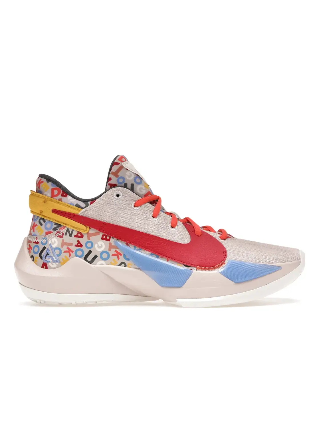 Мужские баскетбольные кроссовки с принтом Nike Zoom Freak 2 Alphabet — изображение 1 из 4, песочный///красный