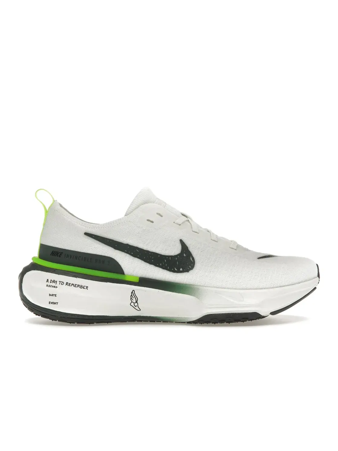 Мужские кроссовки для бега с амортизацией Nike ZoomX Invincible Run Flyknit 3 Nike — изображение 1 из 4, белый зеленый черный
