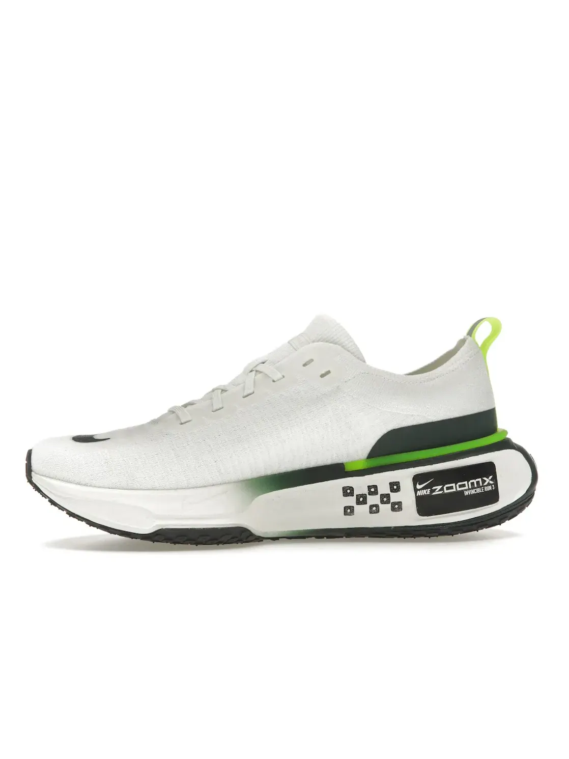 Мужские кроссовки для бега с амортизацией Nike ZoomX Invincible Run Flyknit 3 Nike — изображение 3 из 4, белый зеленый черный