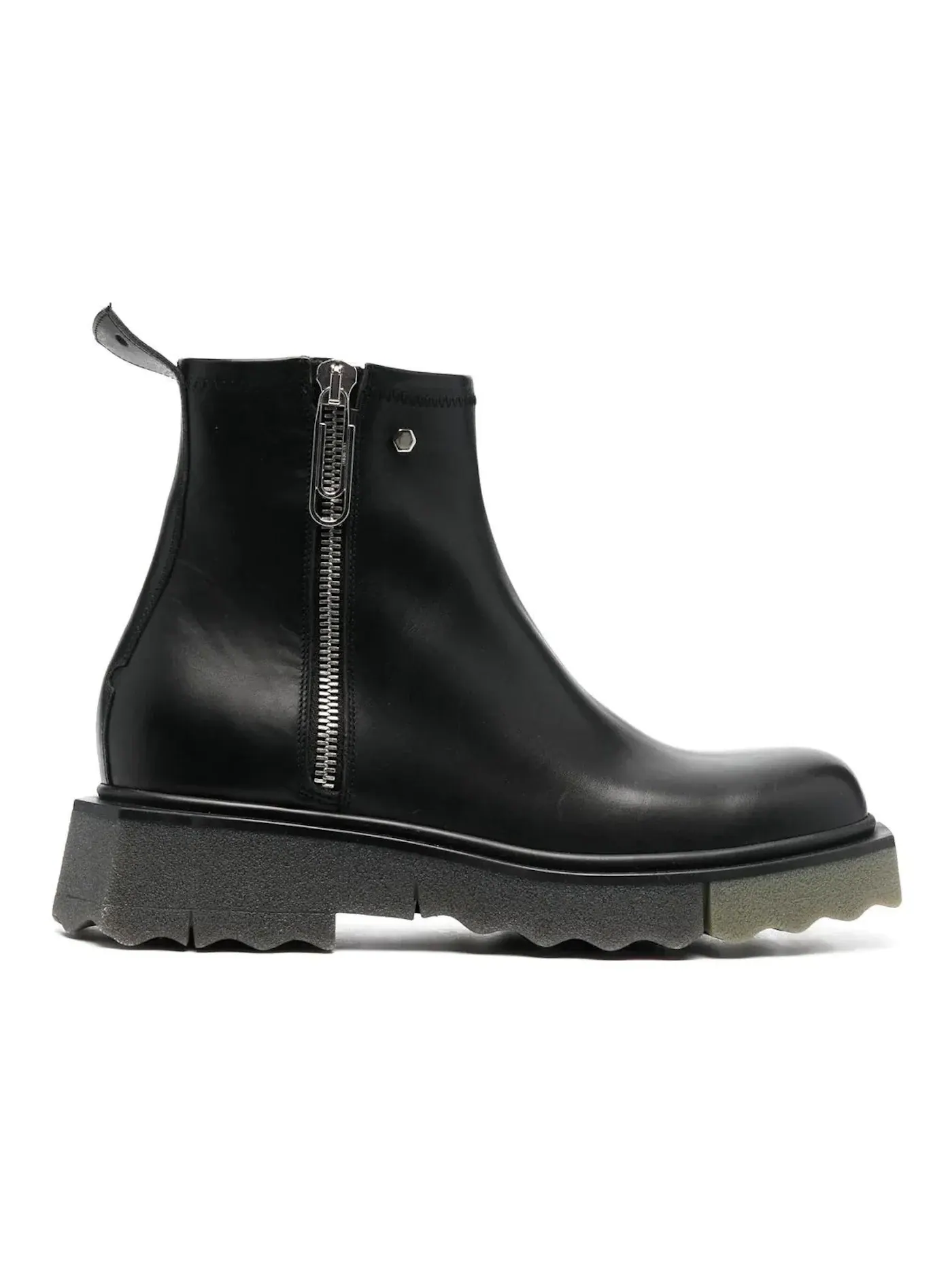 Мужские ботинки из кожи Leather Sponge Zip Boot OFF-WHITE — изображение 1 из 1, черный