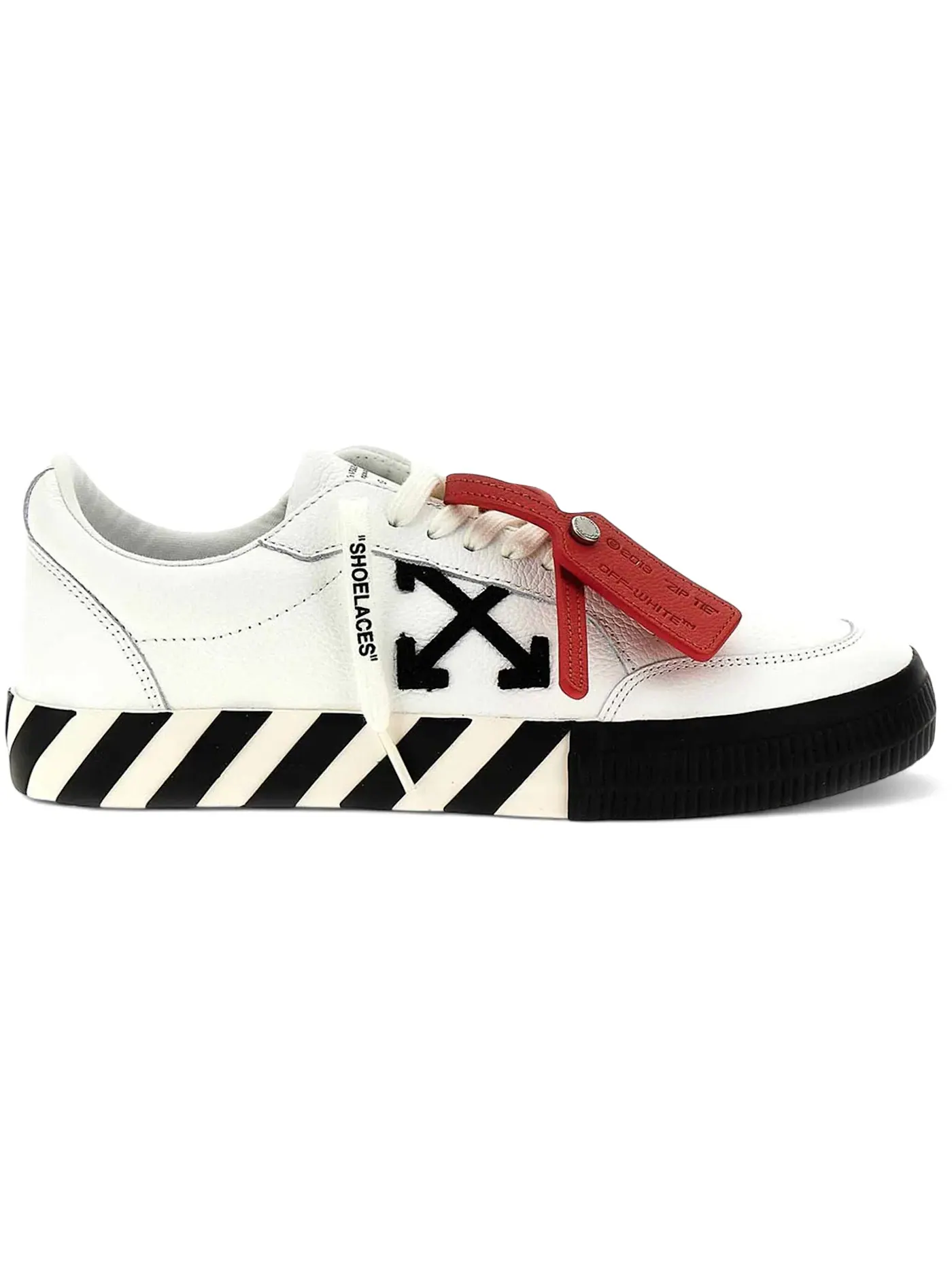 Мужские кеды из кожи с низким верхом OFF-WHITE Vulc Low Leather Sneaker — изображение 1 из 1, белый черный