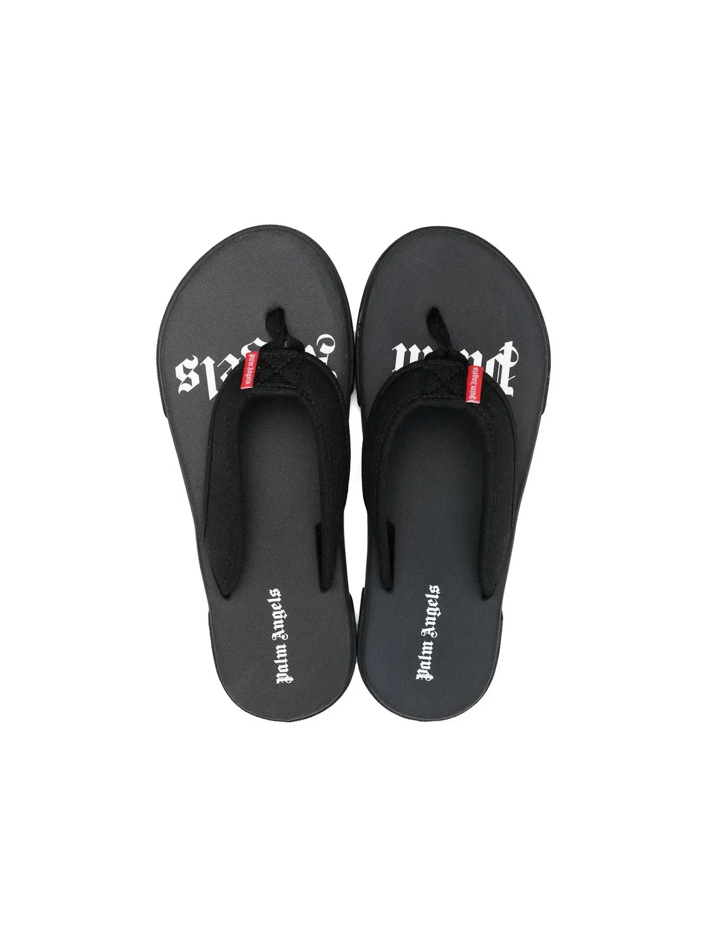 Мужские шлепанцы с принтом Palm Angels Logo Tag Flip Flops Palm Angels — изображение 2 из 2, черный/белый